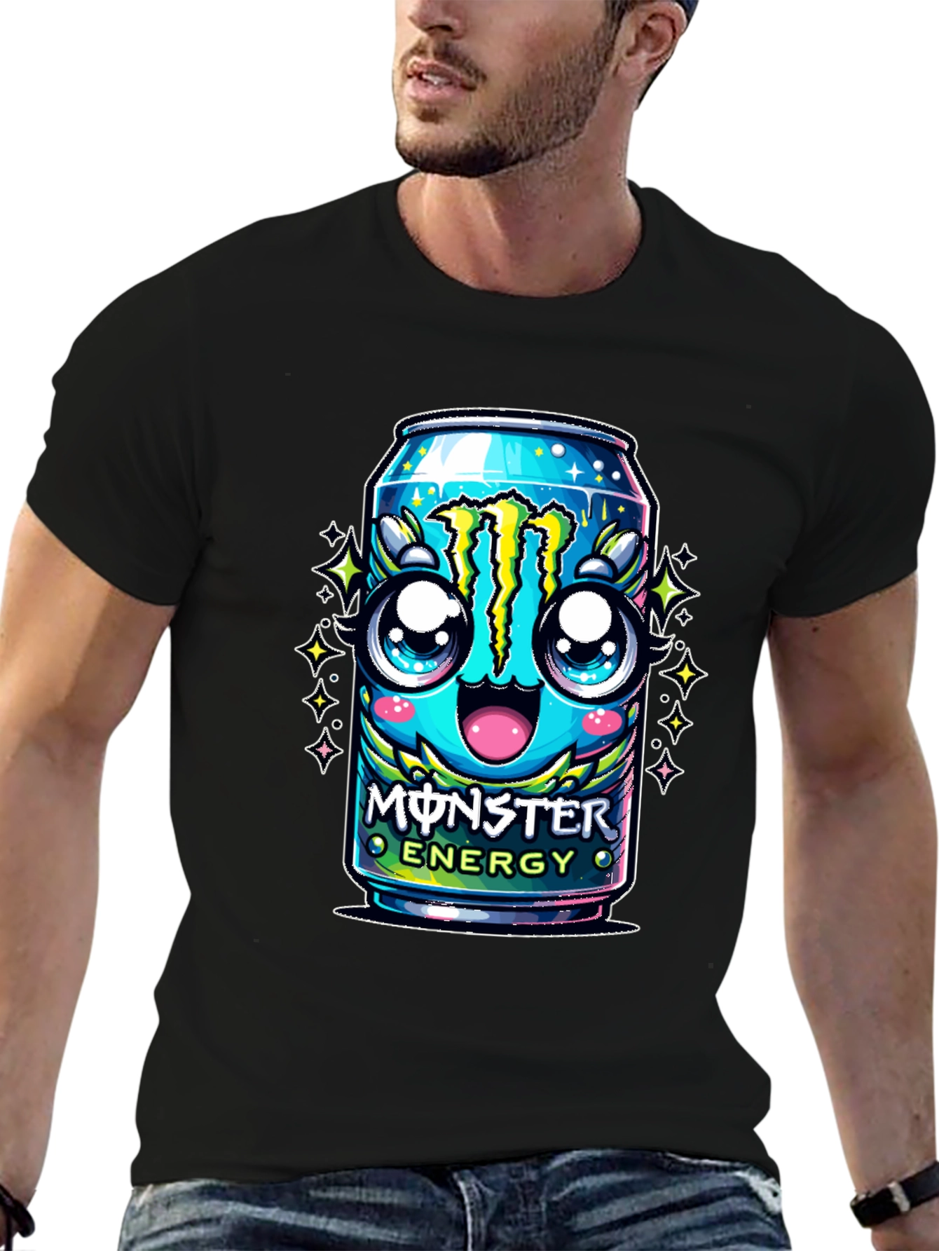 Monster Energy Kawaii Graphic T-Shirt - Black