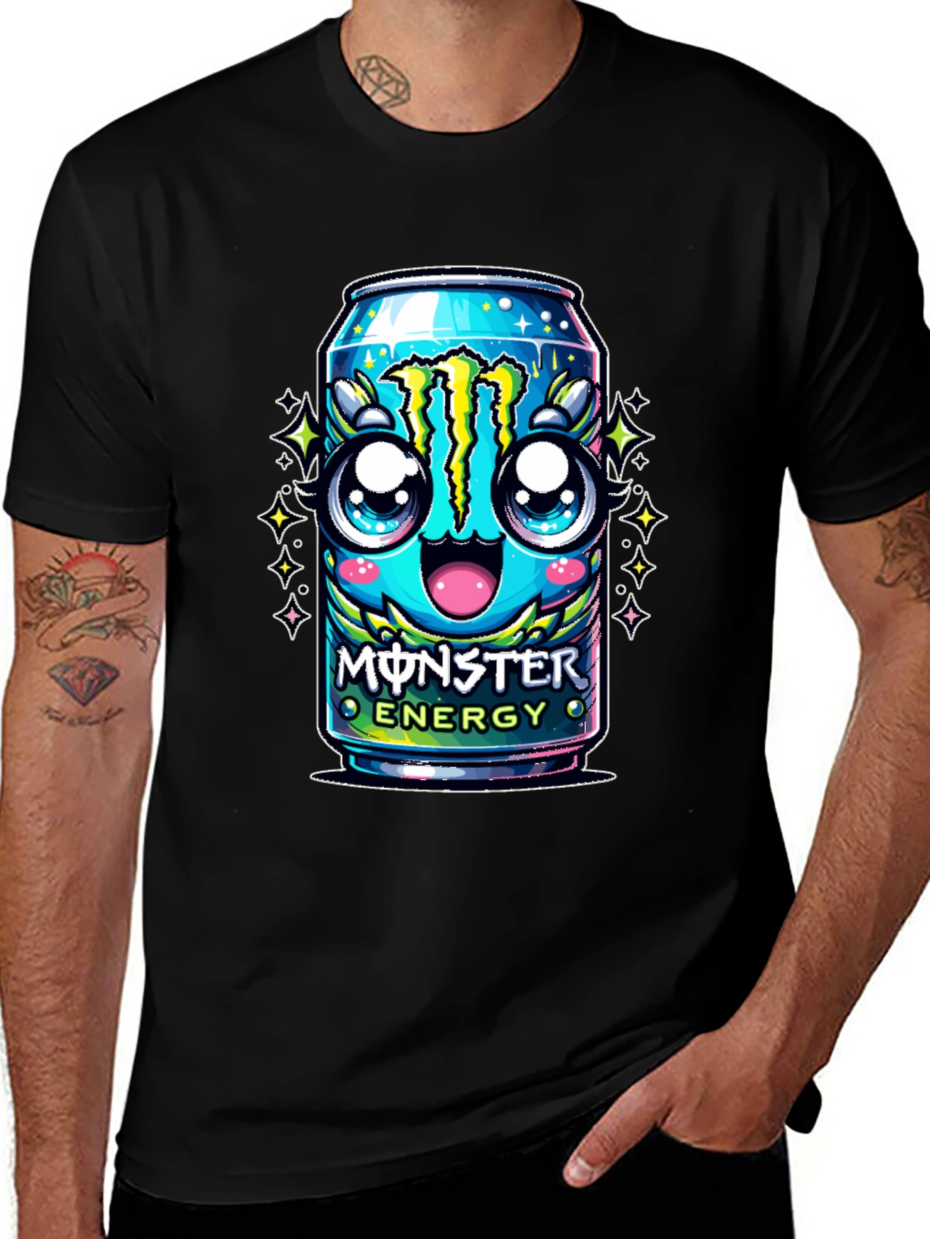 Monster Energy Kawaii Graphic T-Shirt - Black