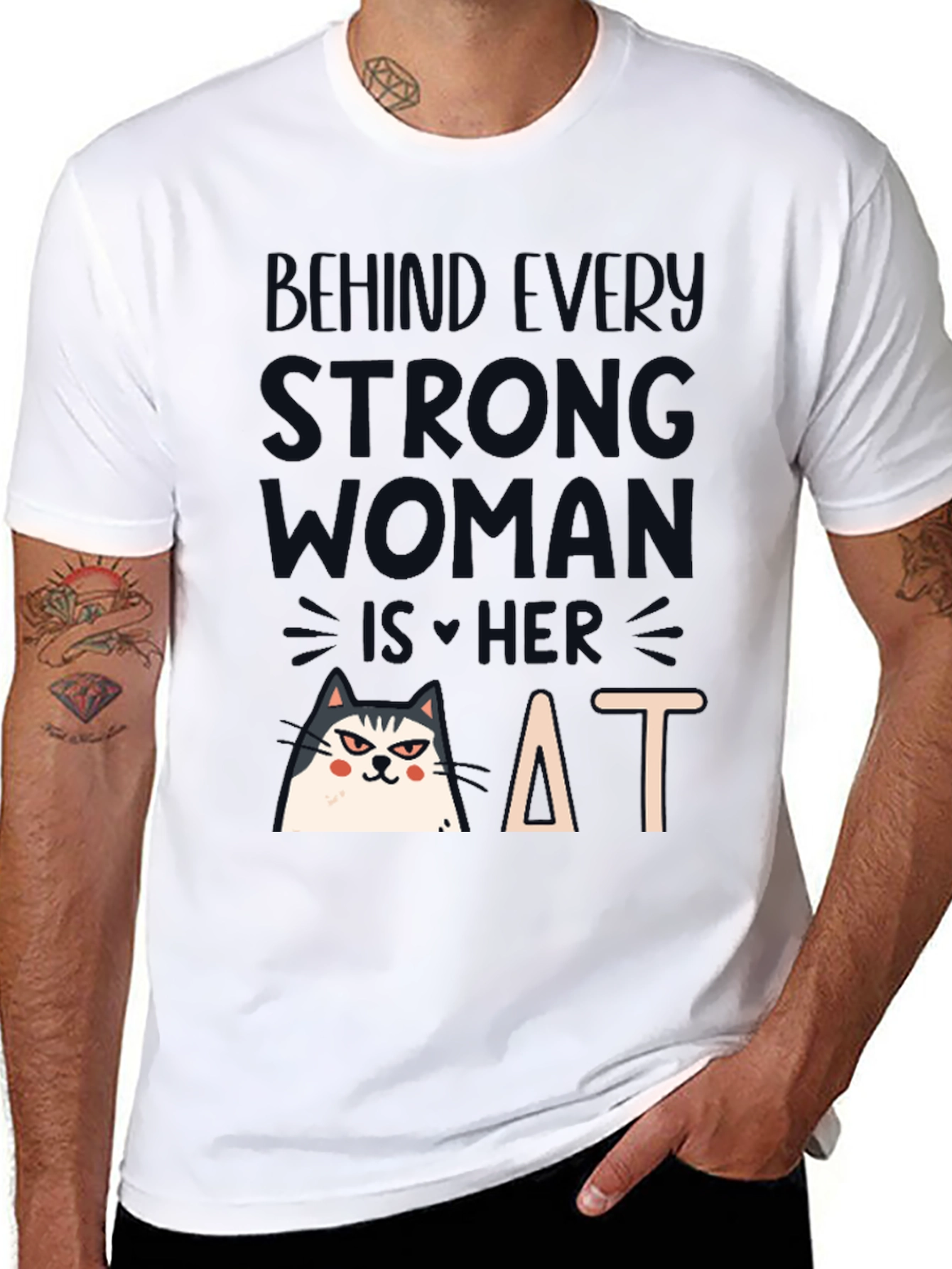 Strong Woman Cat T-Shirt