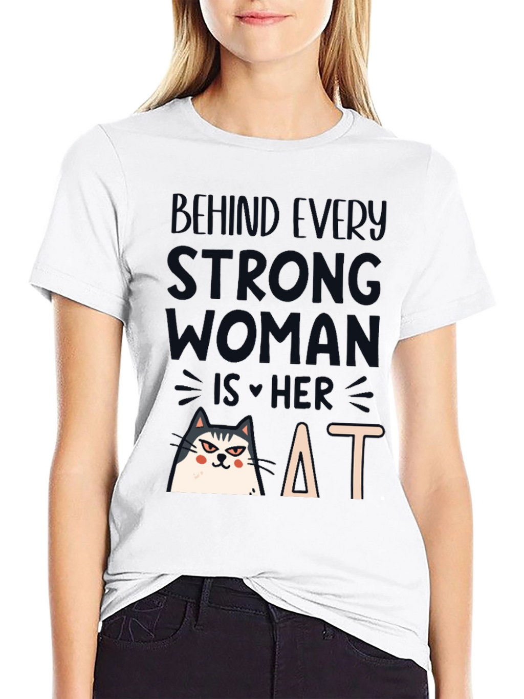 Strong Woman Cat T-Shirt