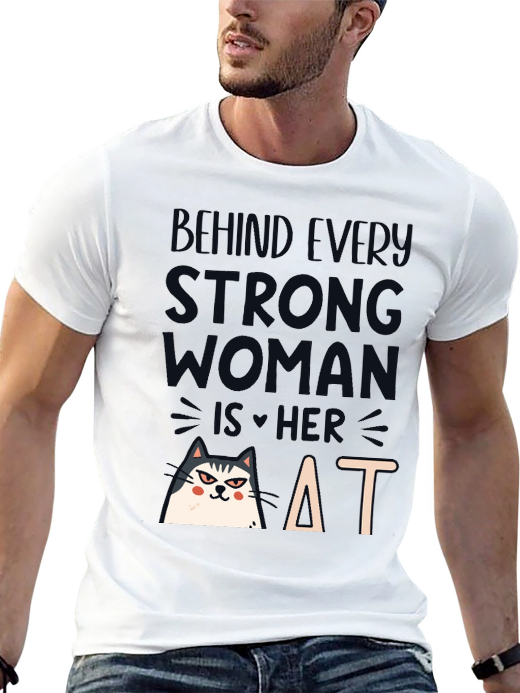 Strong Woman Cat T-Shirt