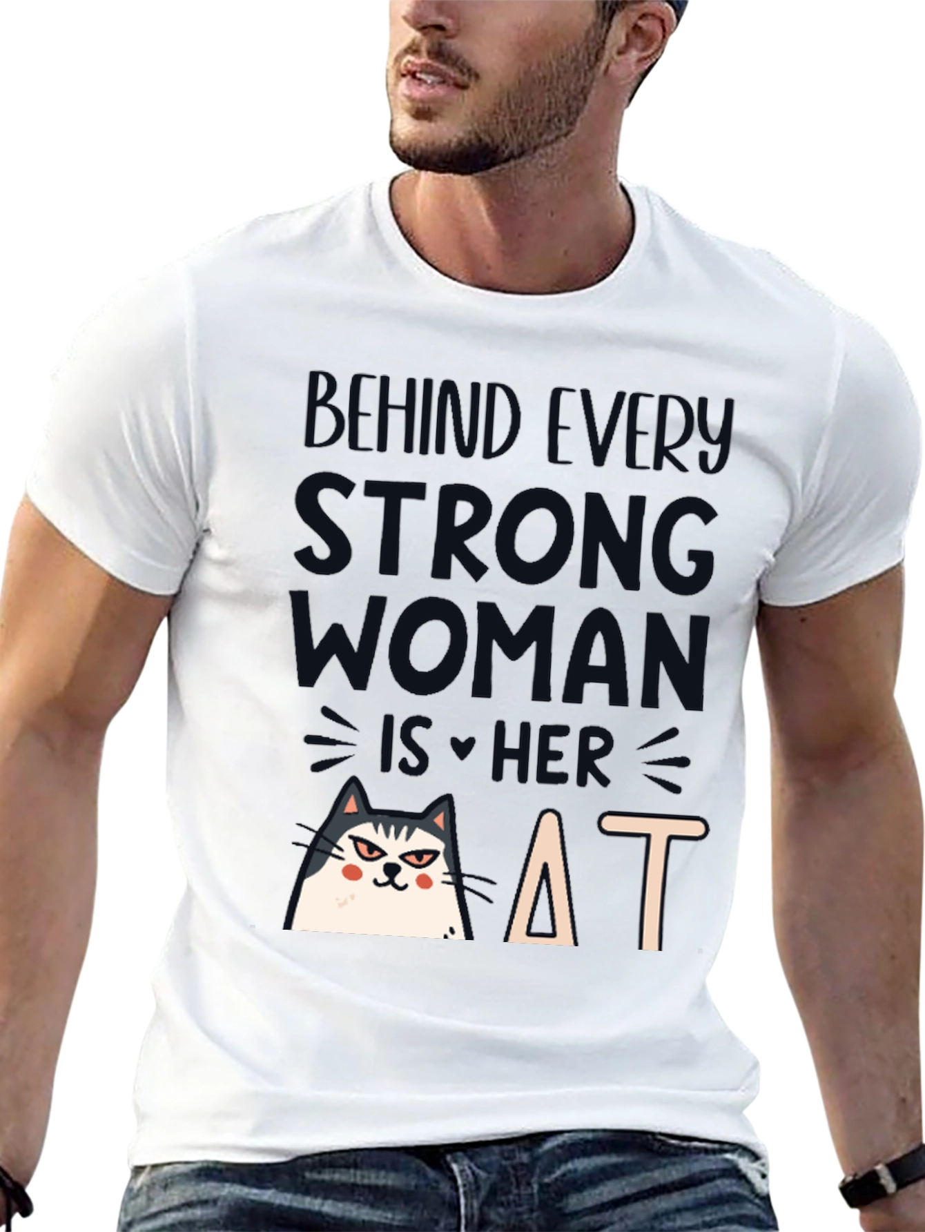 Strong Woman Cat T-Shirt