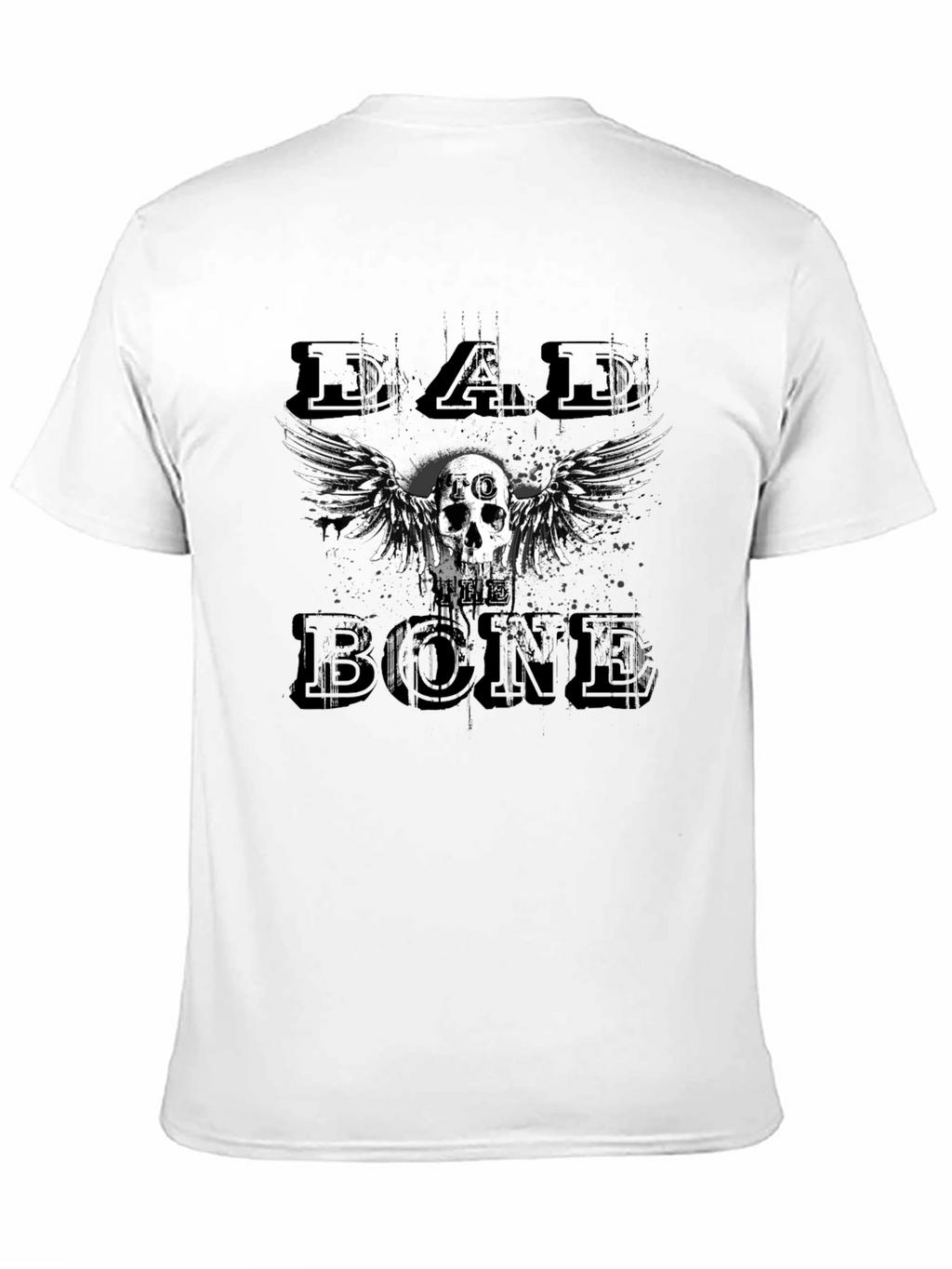 Dad Bone Skull Wings Graphic Black T-Shirt