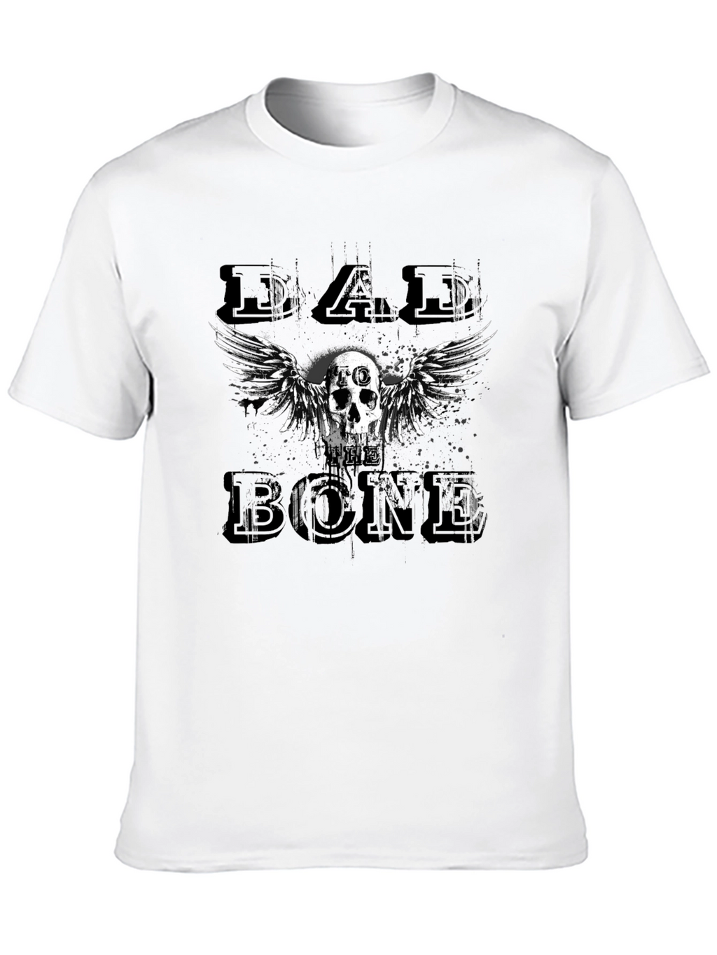Dad Bone Skull Wings Graphic Black T-Shirt