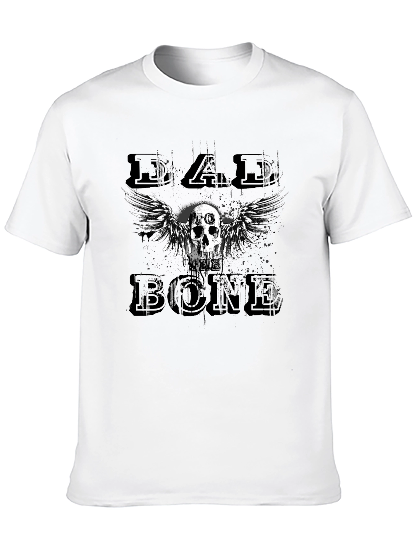 Dad Bone Skull Wings Graphic Black T-Shirt