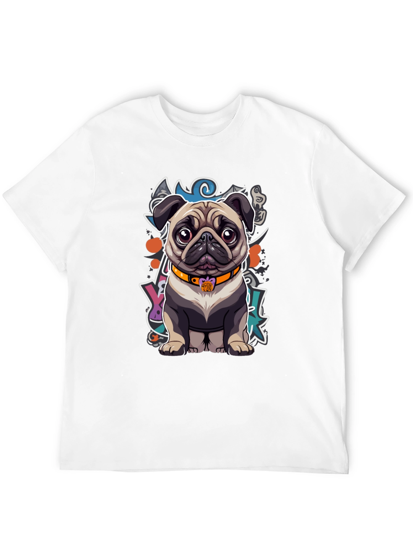 Cartoon Pug Graphic T-Shirt – Cute Artistic Dog Lover Tee