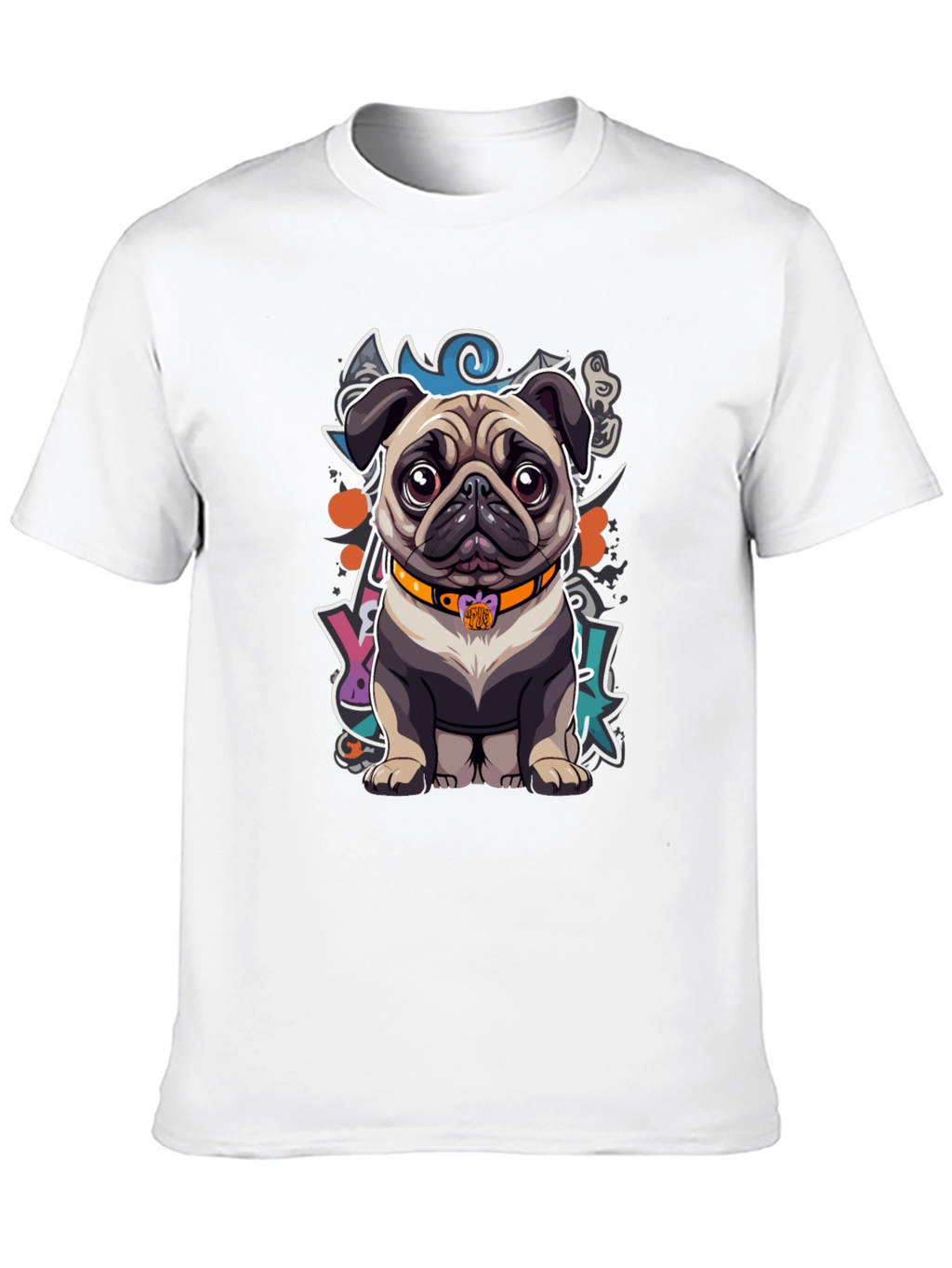 Cartoon Pug Graphic T-Shirt – Cute Artistic Dog Lover Tee