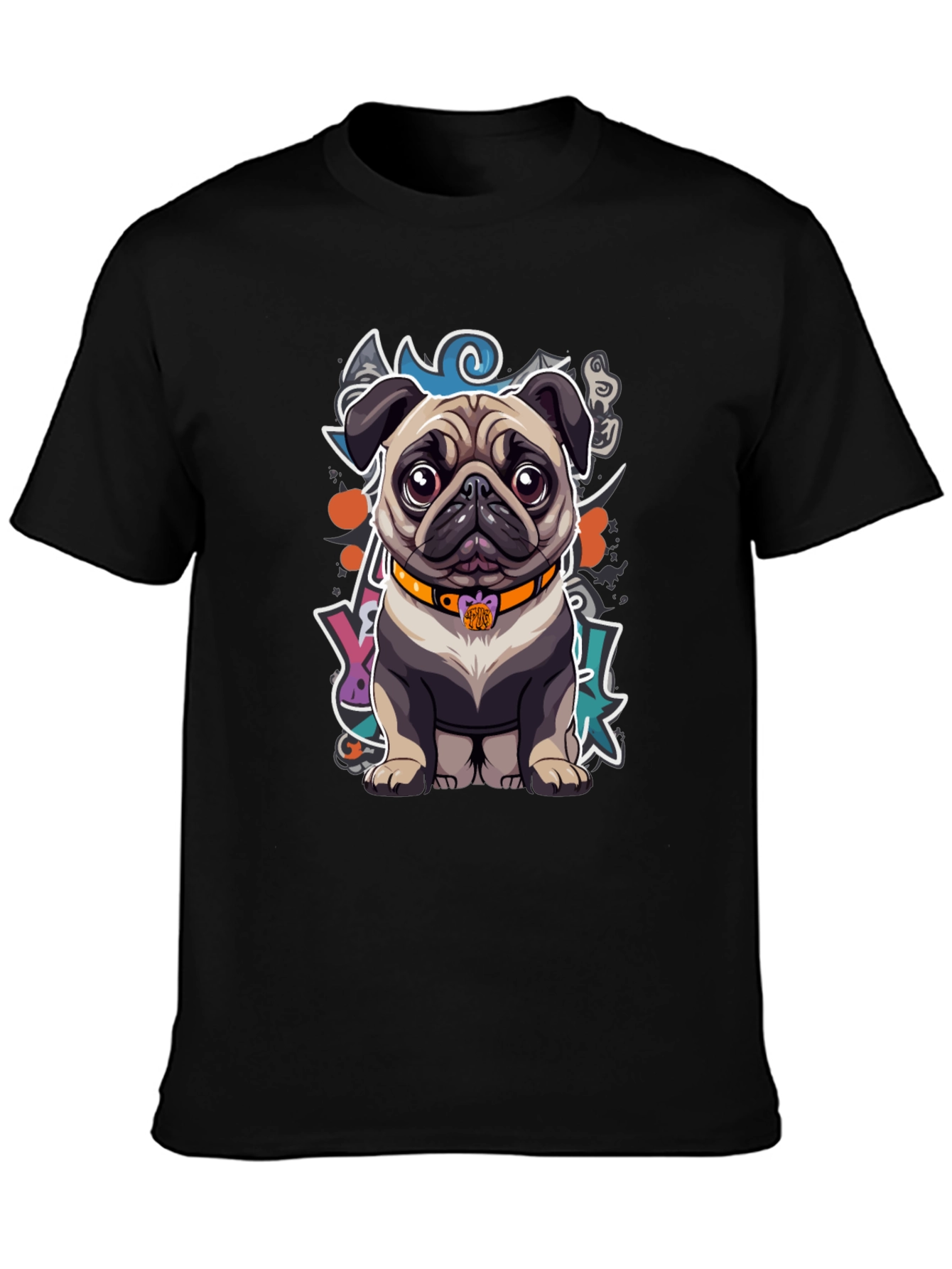 Cartoon Pug Graphic T-Shirt – Cute Artistic Dog Lover Tee