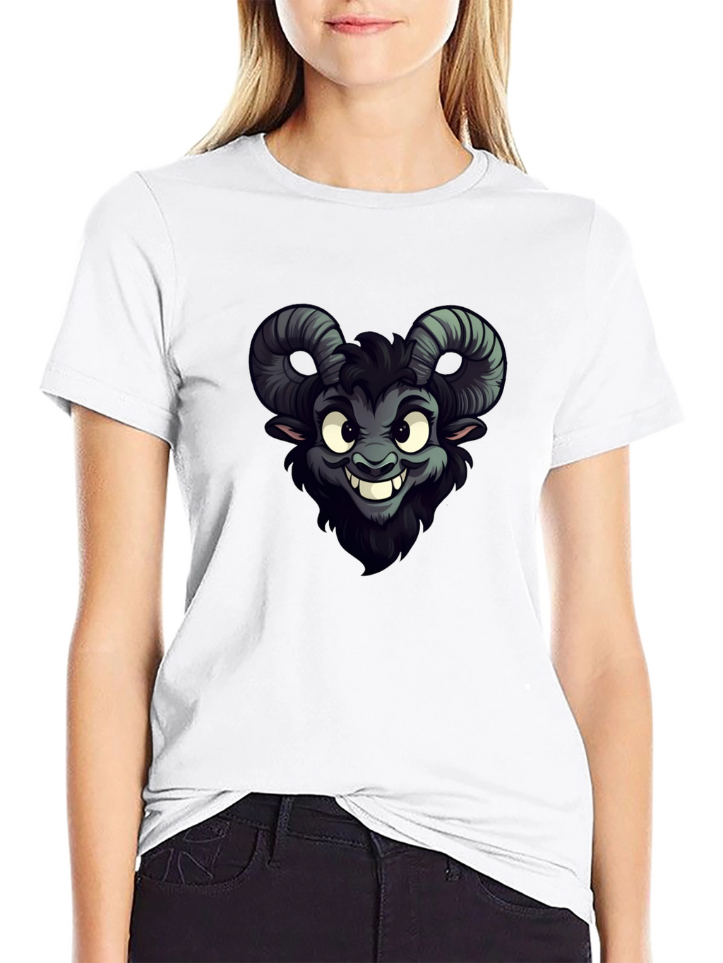 Creepy Cute Goat Cartoon Graphic Tee