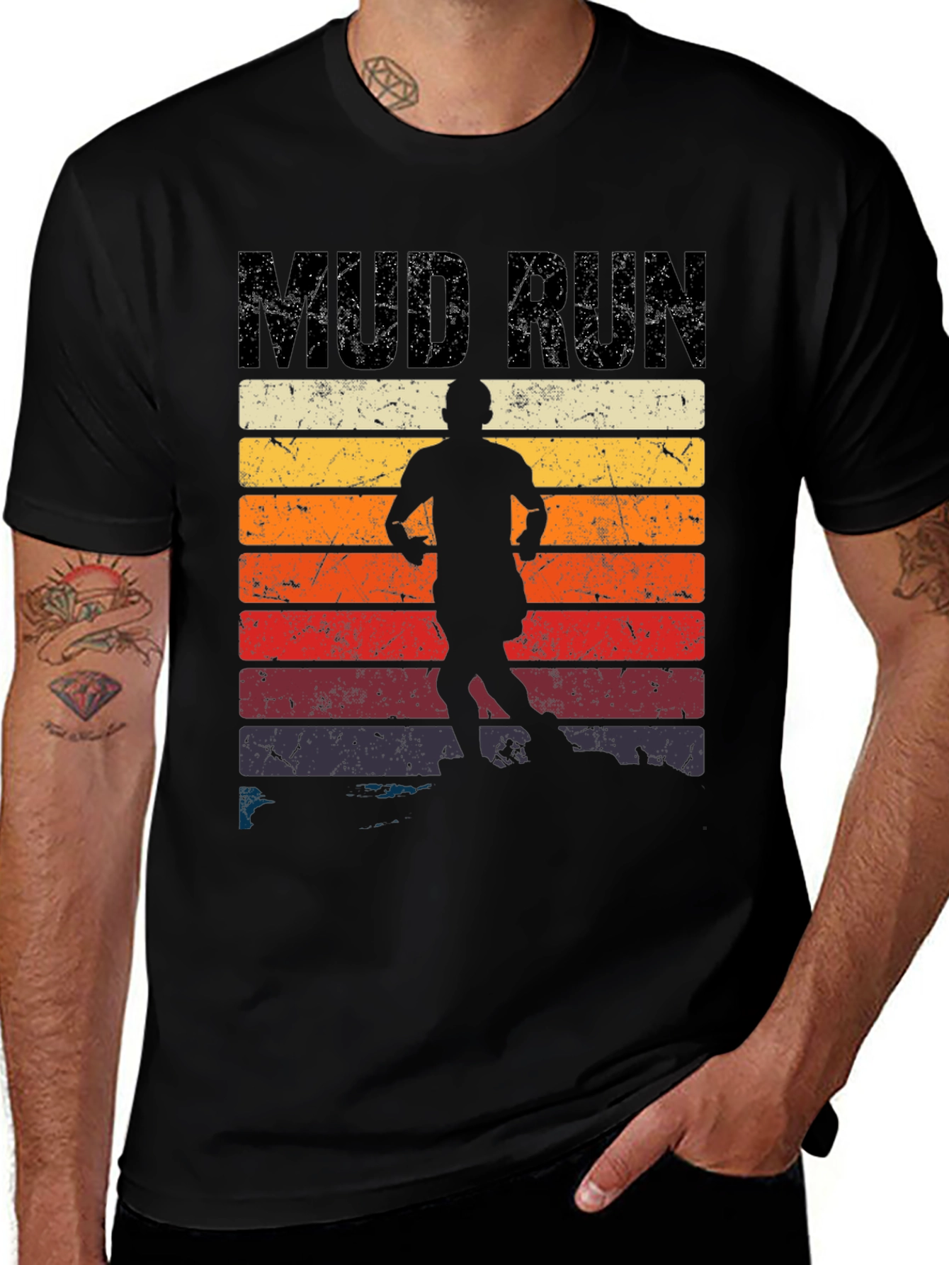 Mud Run T-Shirt Vintage Retro Style Running Tee