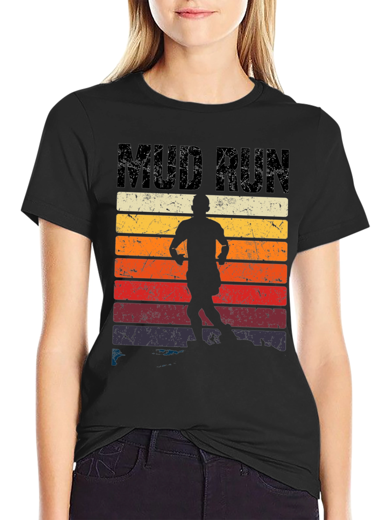 Mud Run T-Shirt Vintage Retro Style Running Tee
