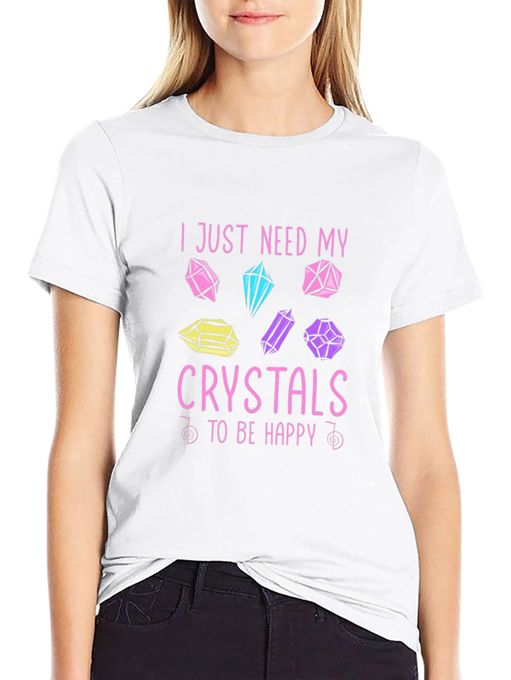 Crystals Make Me Happy Black T-Shirt