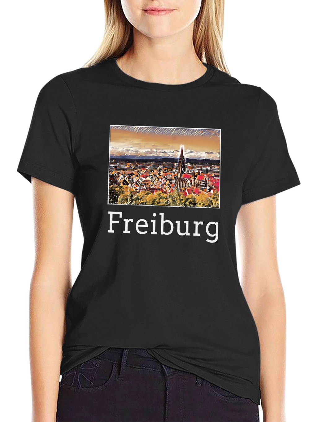 Freiburg Germany Travel Souvenir Black T-Shirt