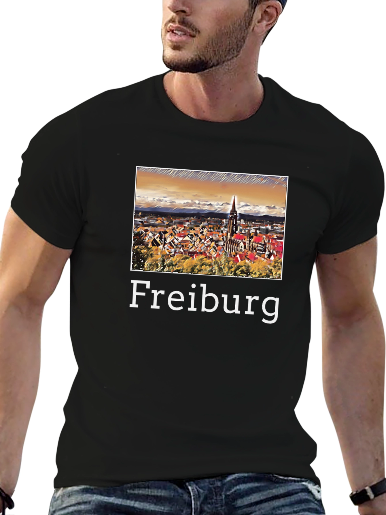 Freiburg Germany Travel Souvenir Black T-Shirt