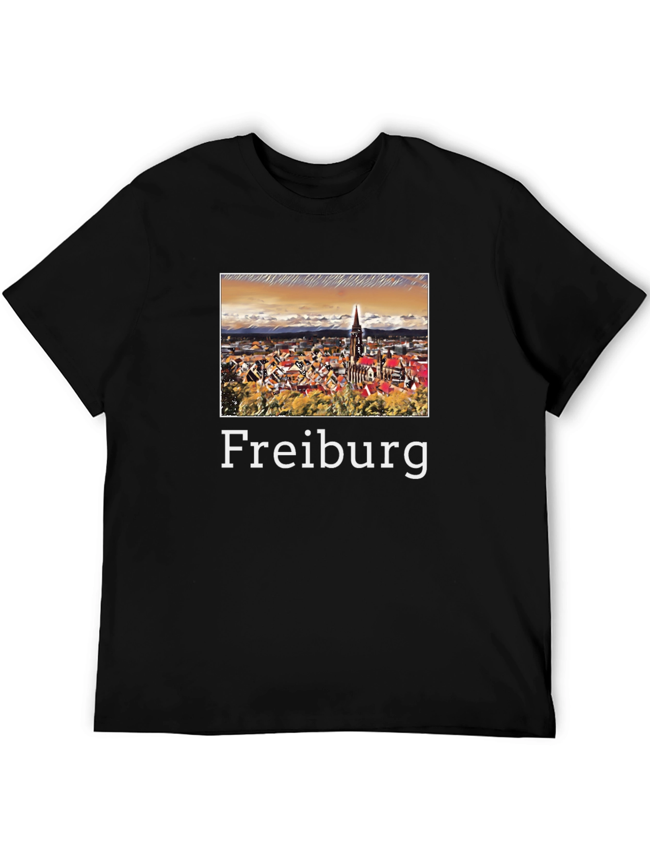 Freiburg Germany Travel Souvenir Black T-Shirt