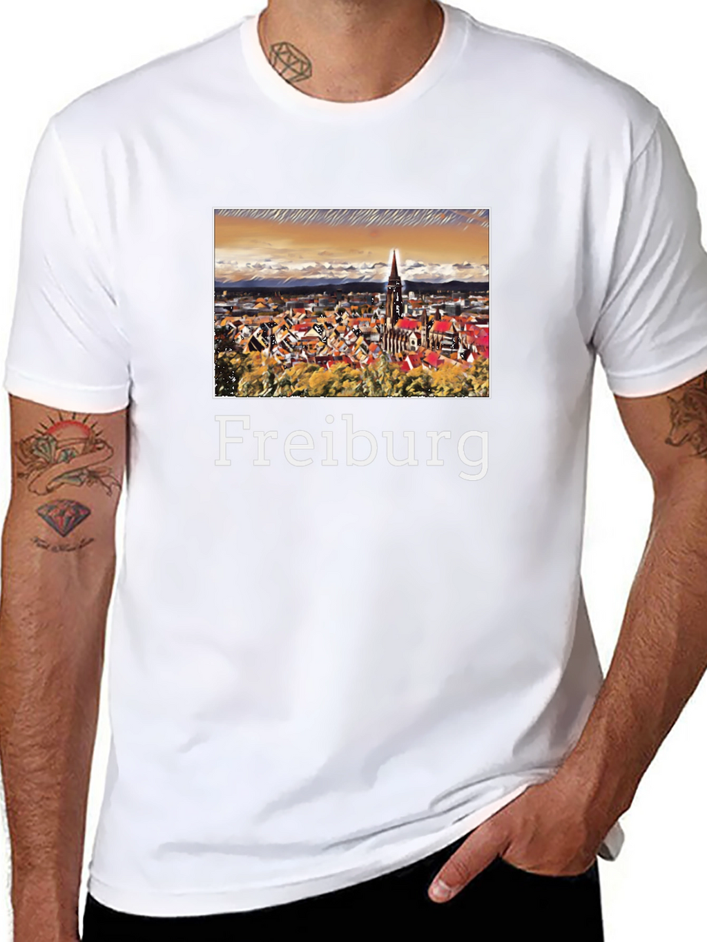 Freiburg Germany Travel Souvenir Black T-Shirt