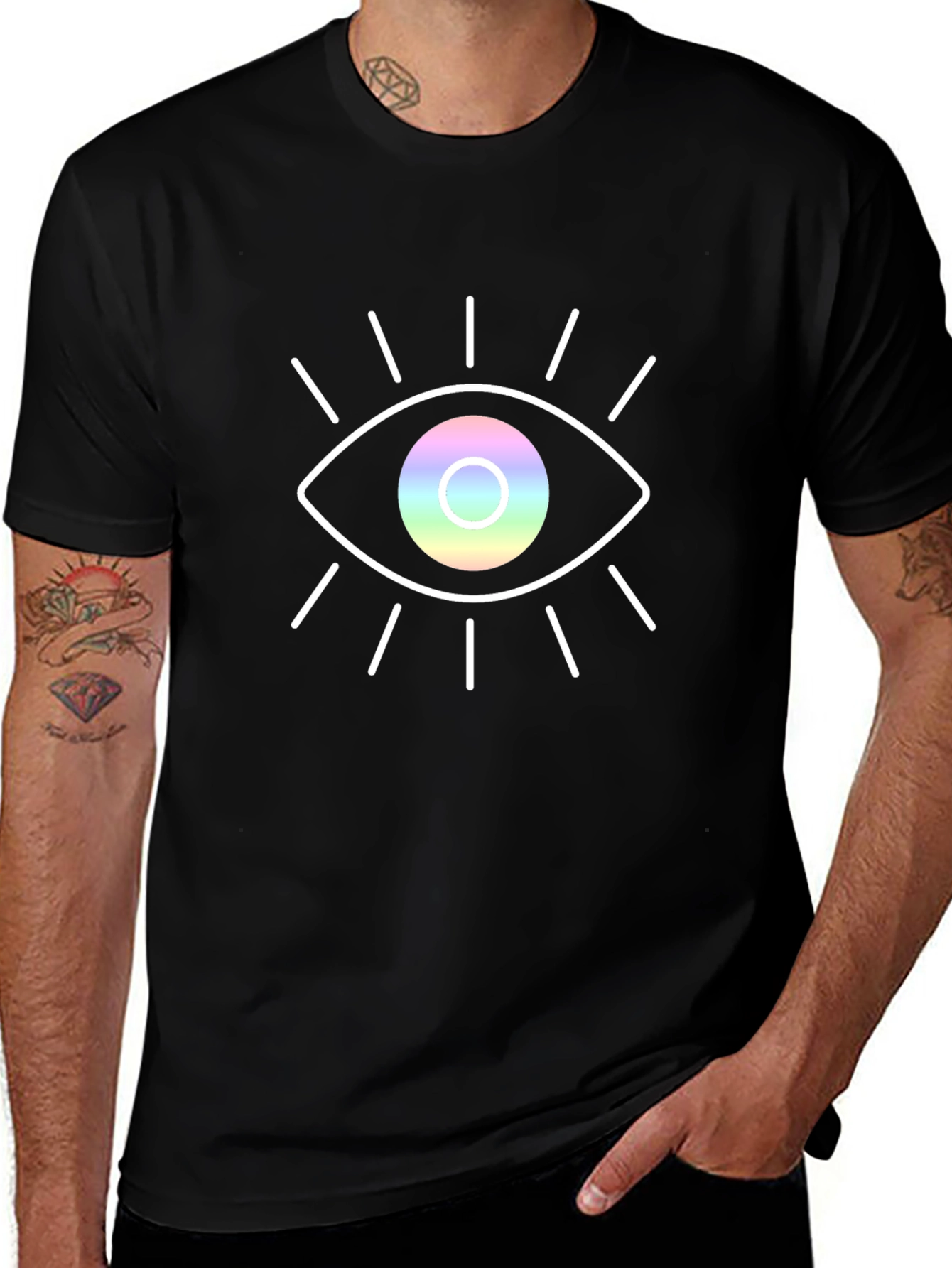 Rainbow Eye Graphic Black T-Shirt