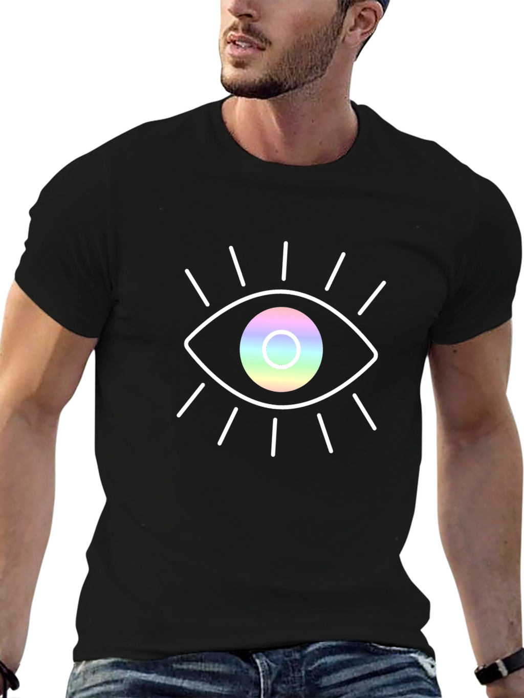 Rainbow Eye Graphic Black T-Shirt
