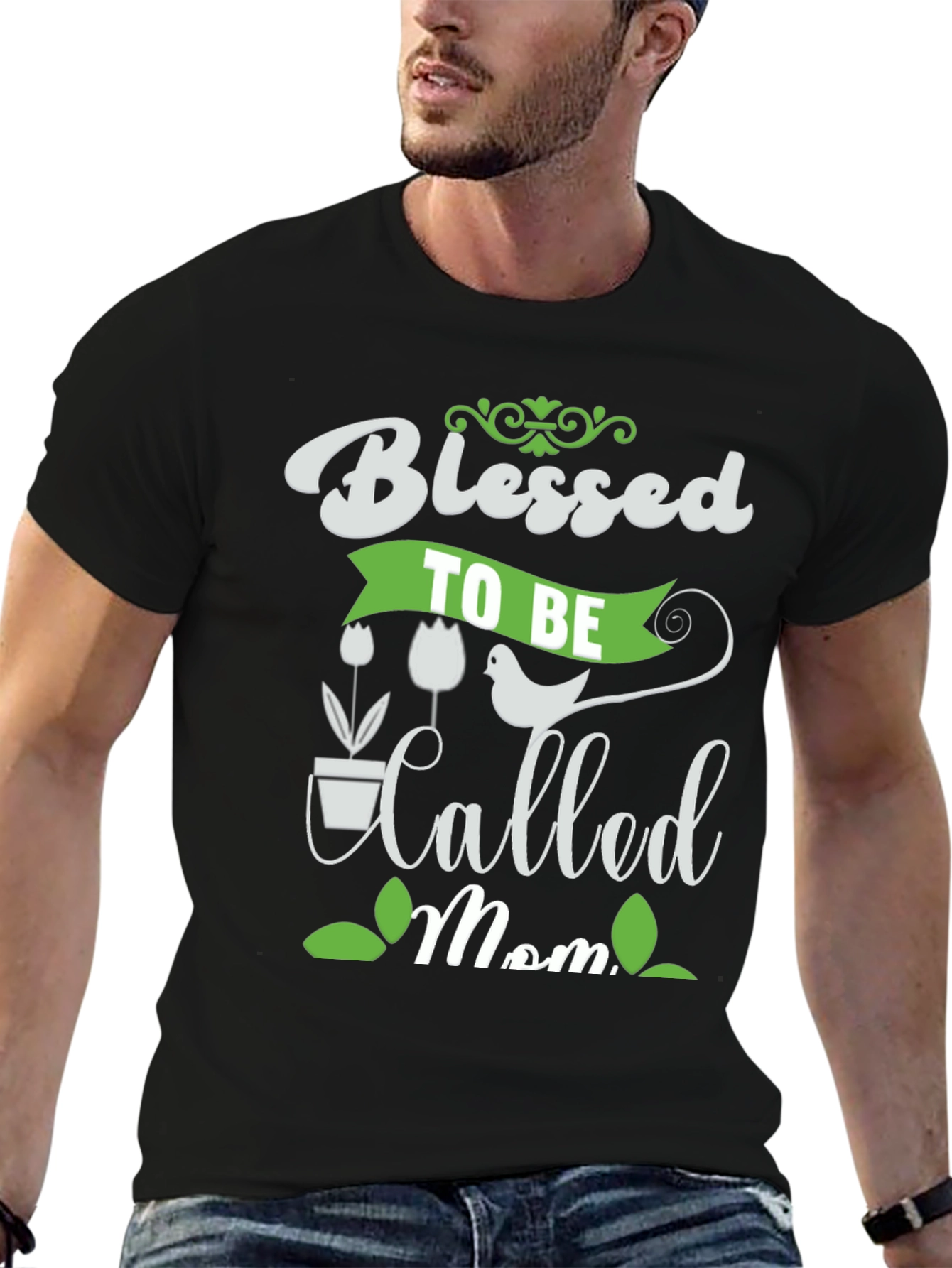 Blessed to be Called Mom Black Graphic Tee