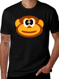 Funny Monkey Face Graphic T-Shirt - Black Cotton Tee