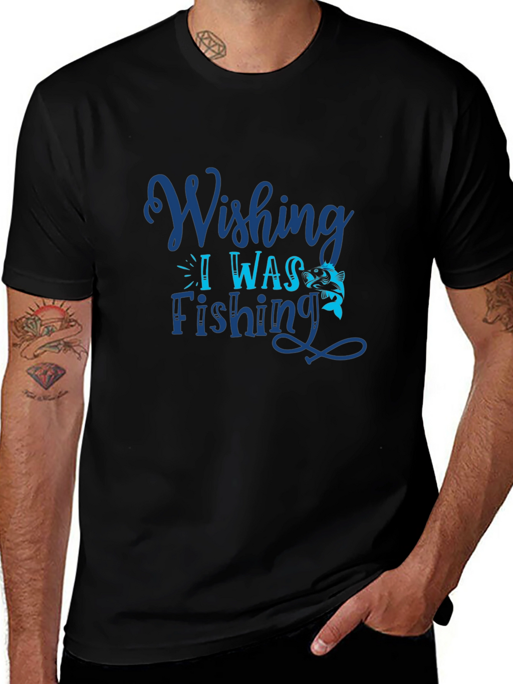 Wishing I Was Fishing Graphic Tee