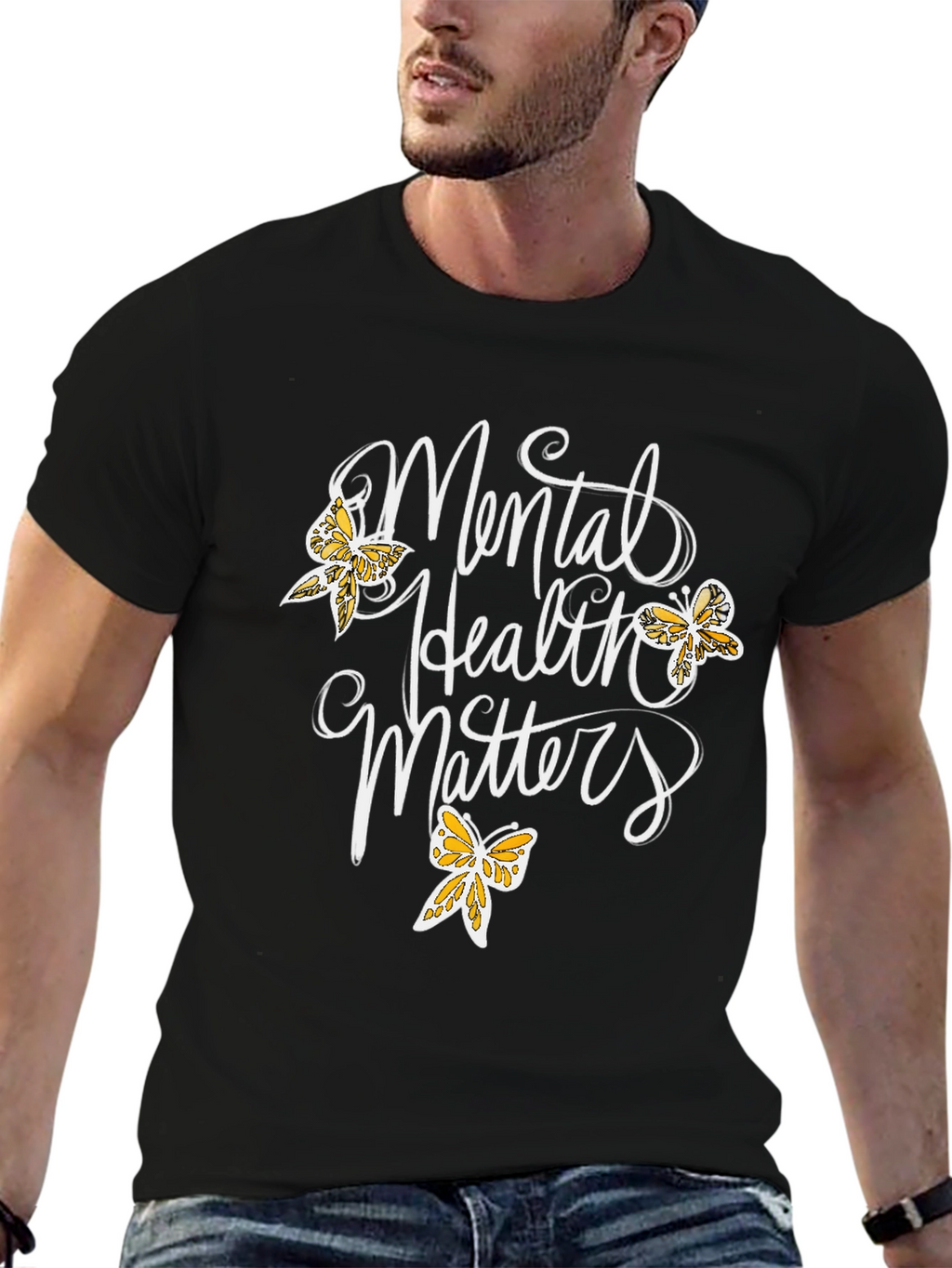Mental Health Matters T-Shirt Butterfly Design