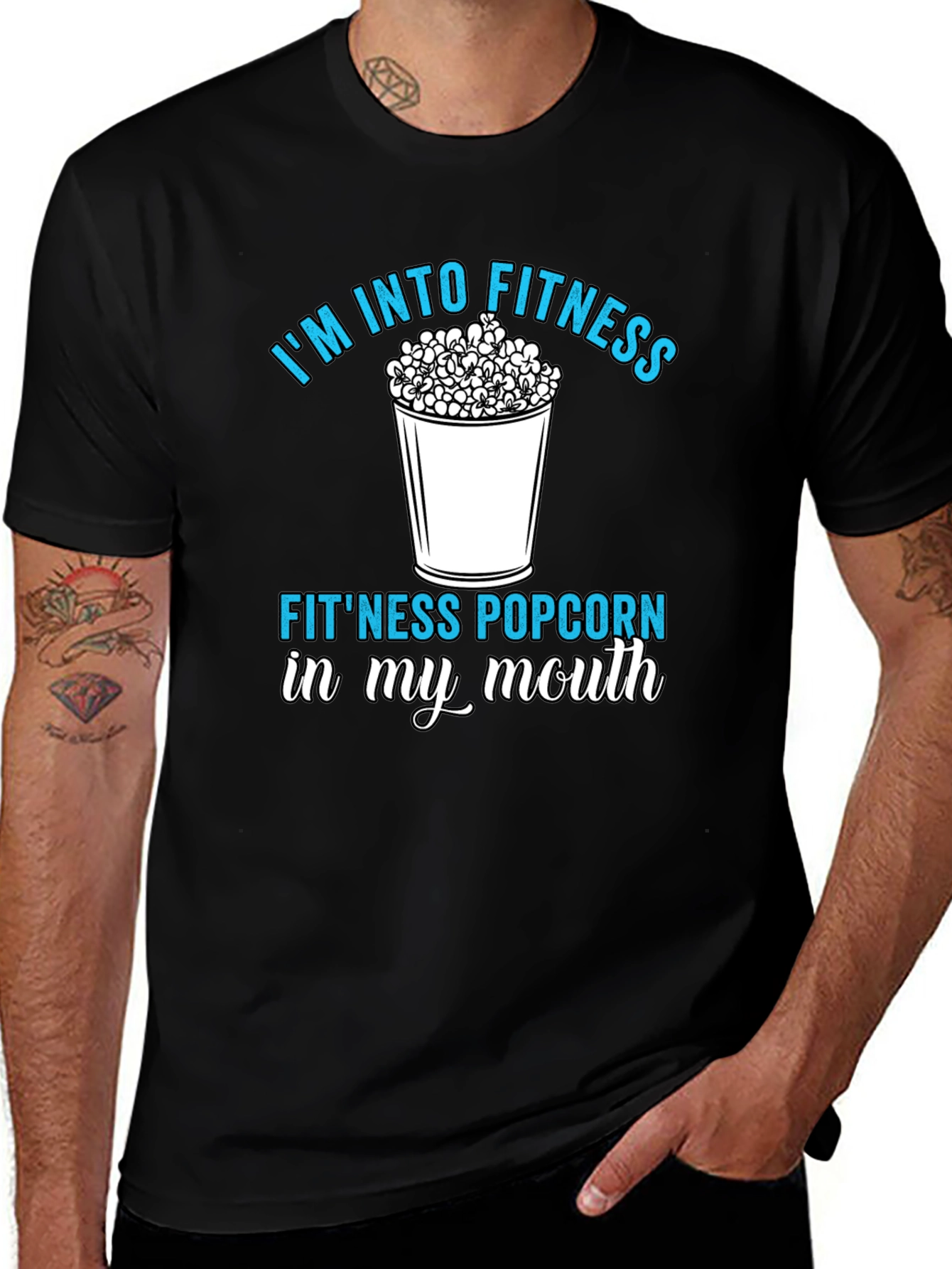 Fitness Popcorn T-Shirt: Funny Workout Tee