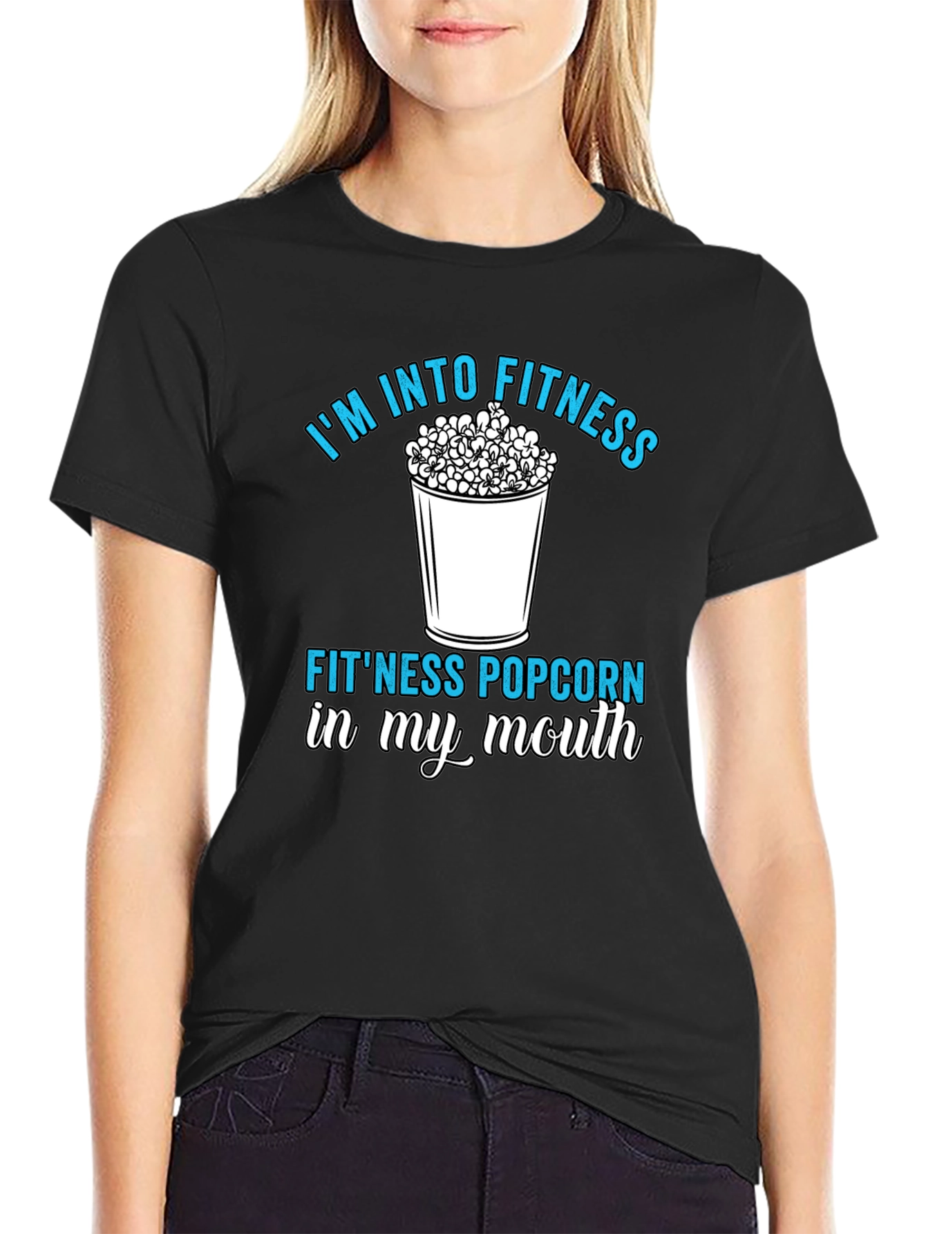 Fitness Popcorn T-Shirt: Funny Workout Tee