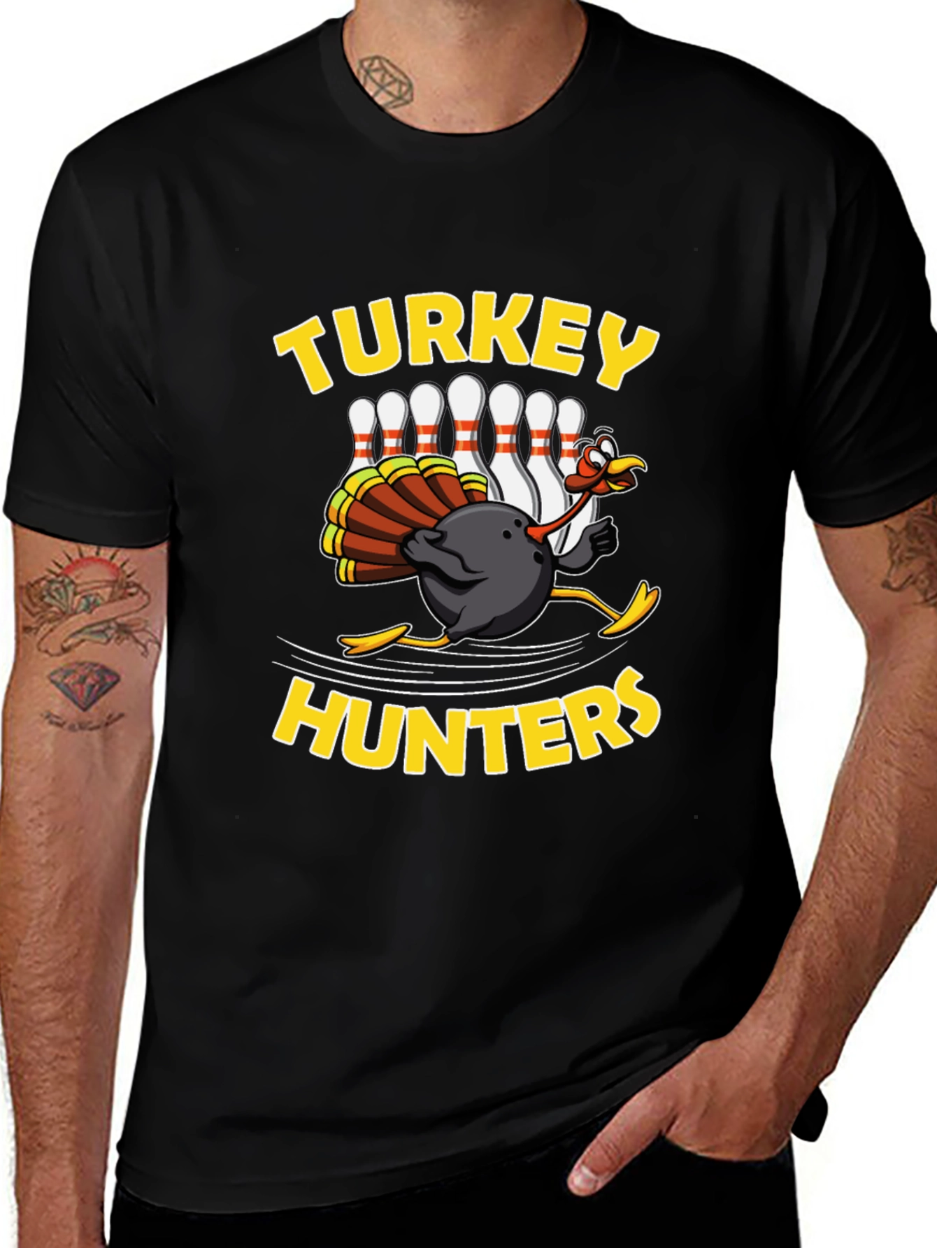 Turkey Hunters Bowling Graphic T-Shirt