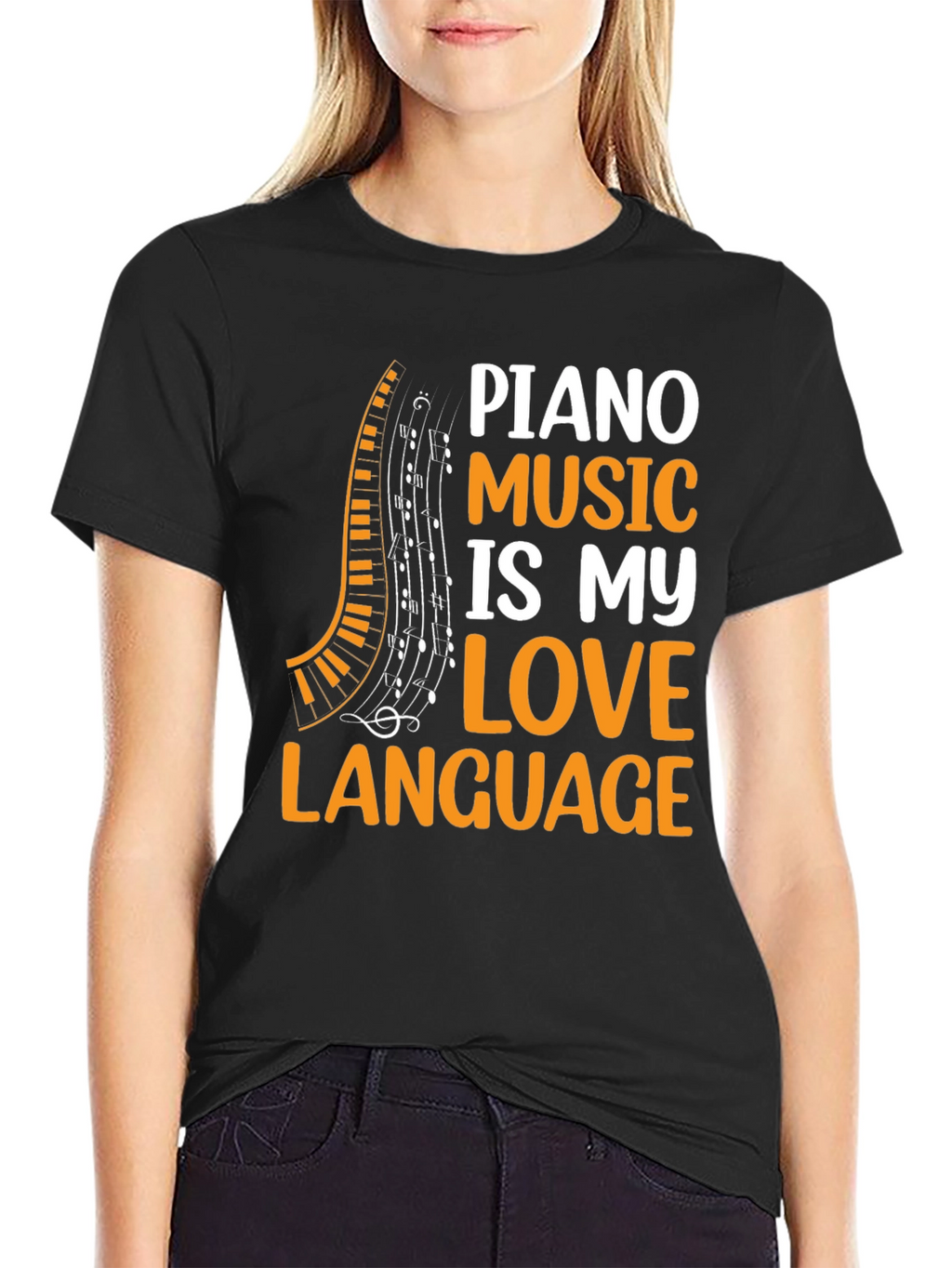 Piano Music Lovers Black T-Shirt
