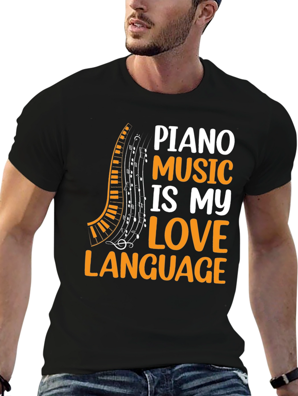 Piano Music Lovers Black T-Shirt