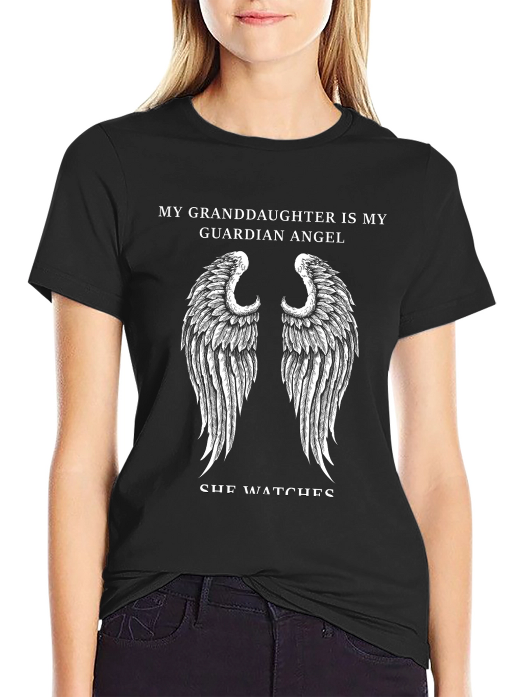 Granddaughter Guardian Angel T-Shirt - Black