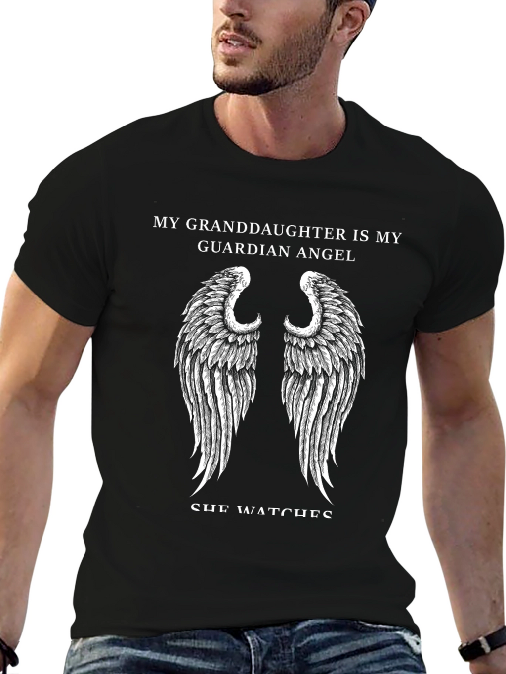 Granddaughter Guardian Angel T-Shirt - Black
