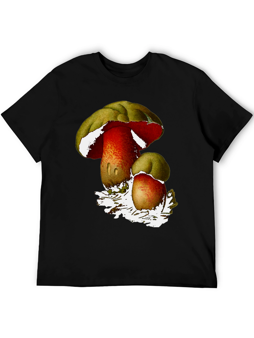 Mushroom Print Black T-Shirt