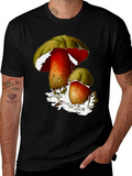 Mushroom Print Black T-Shirt