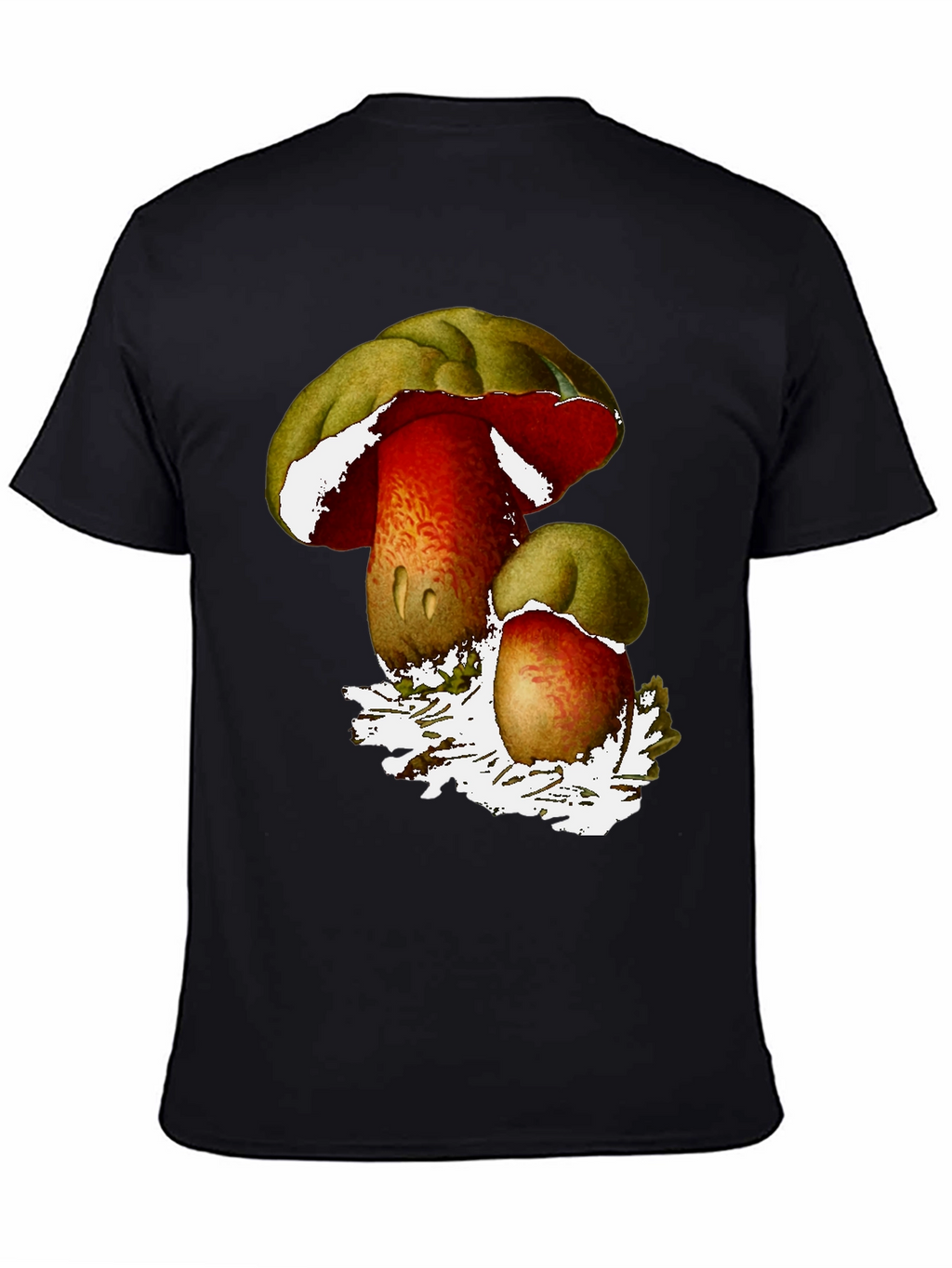 Mushroom Print Black T-Shirt