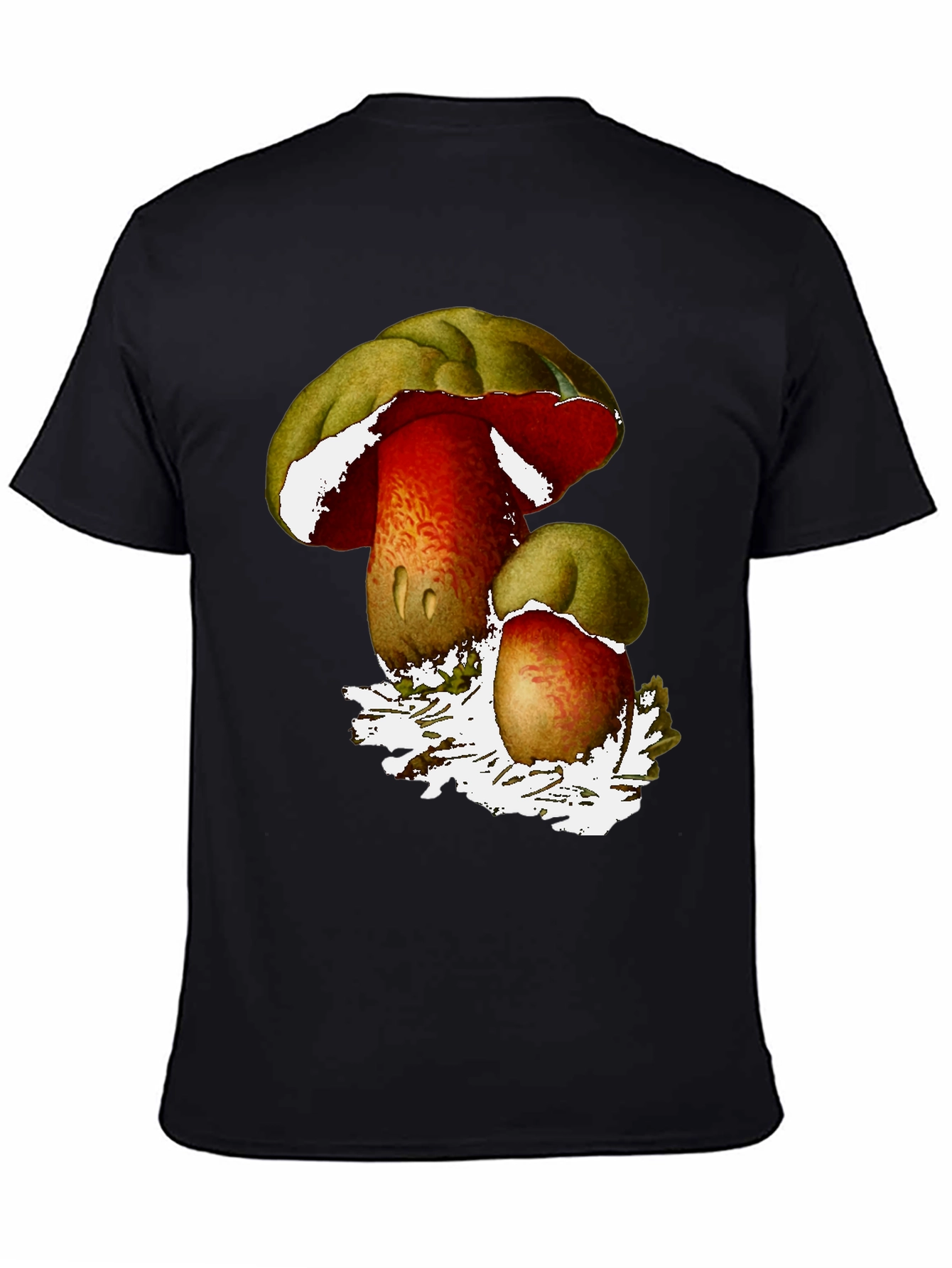 Mushroom Print Black T-Shirt