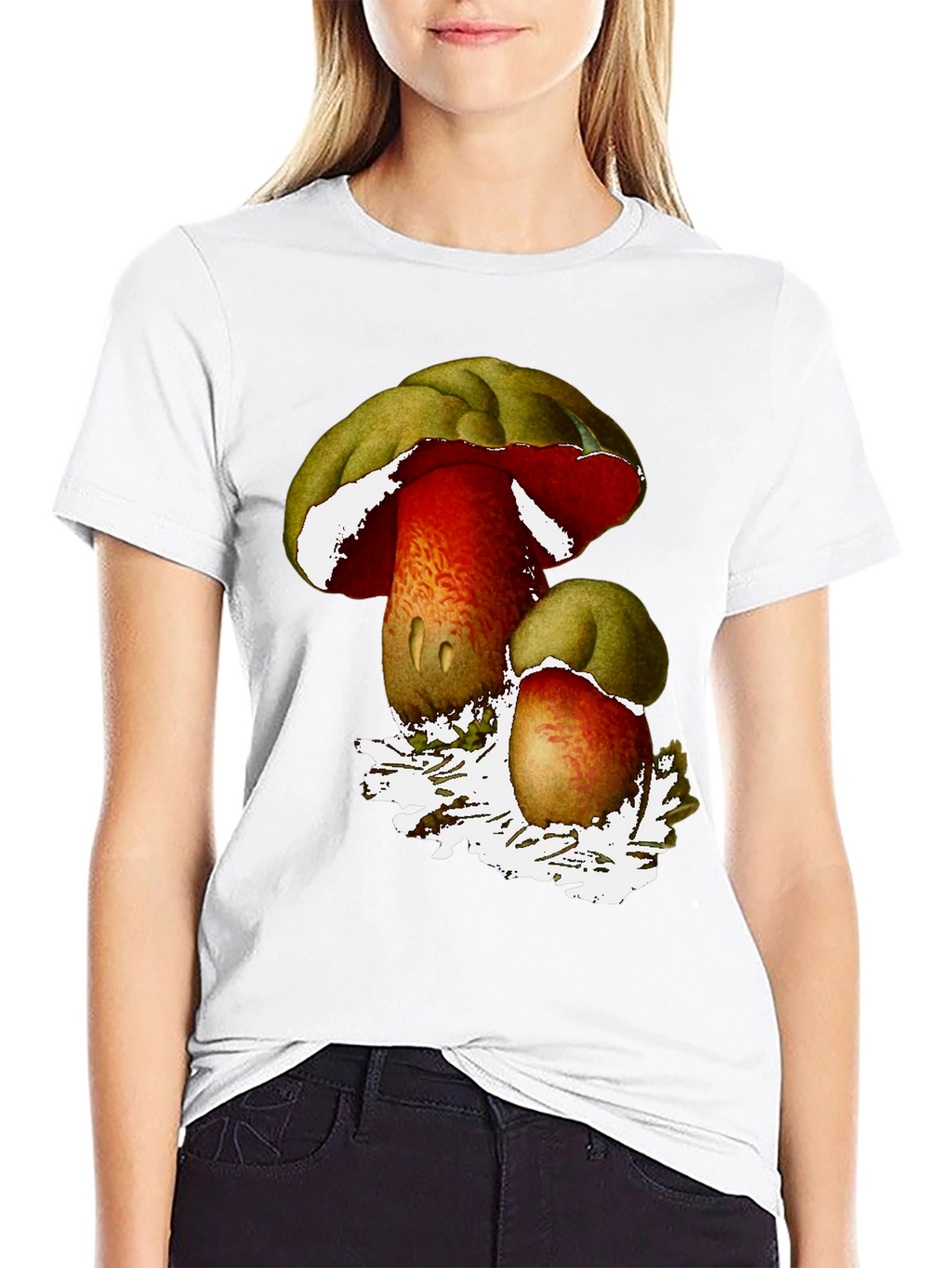 Mushroom Print Black T-Shirt