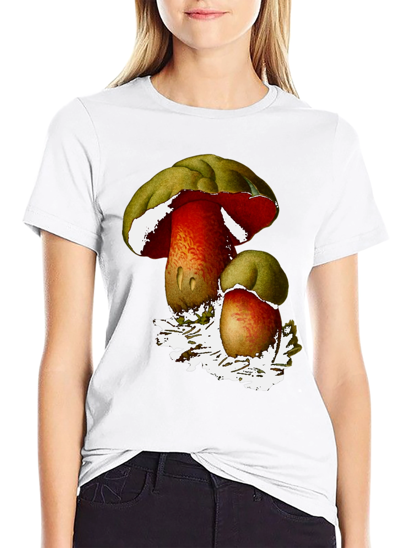 Mushroom Print Black T-Shirt