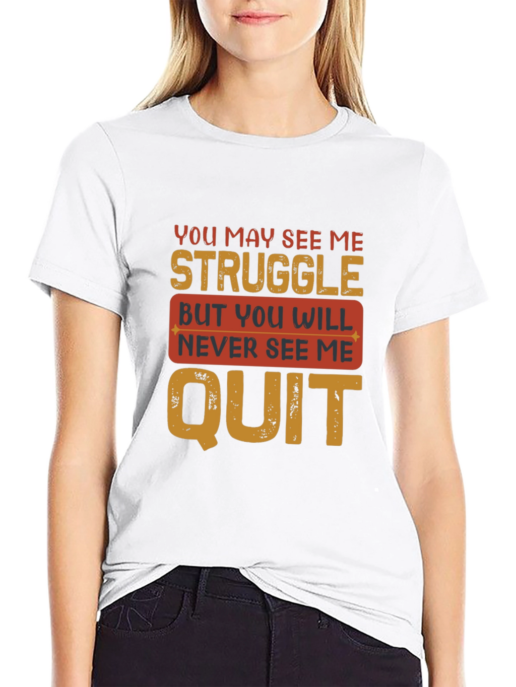 Inspirational Mens T-Shirt - Never Quit Design