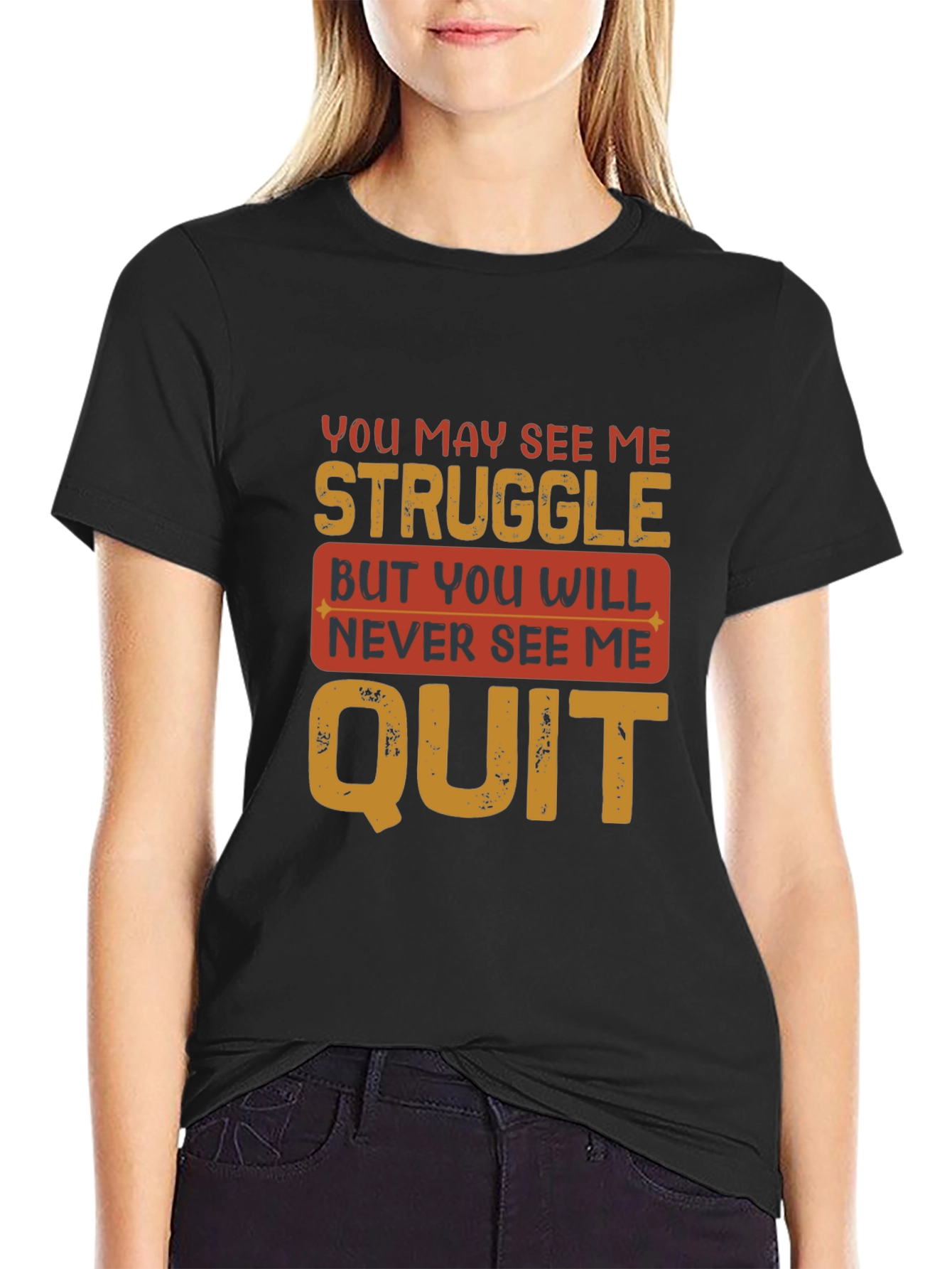 Inspirational Mens T-Shirt - Never Quit Design