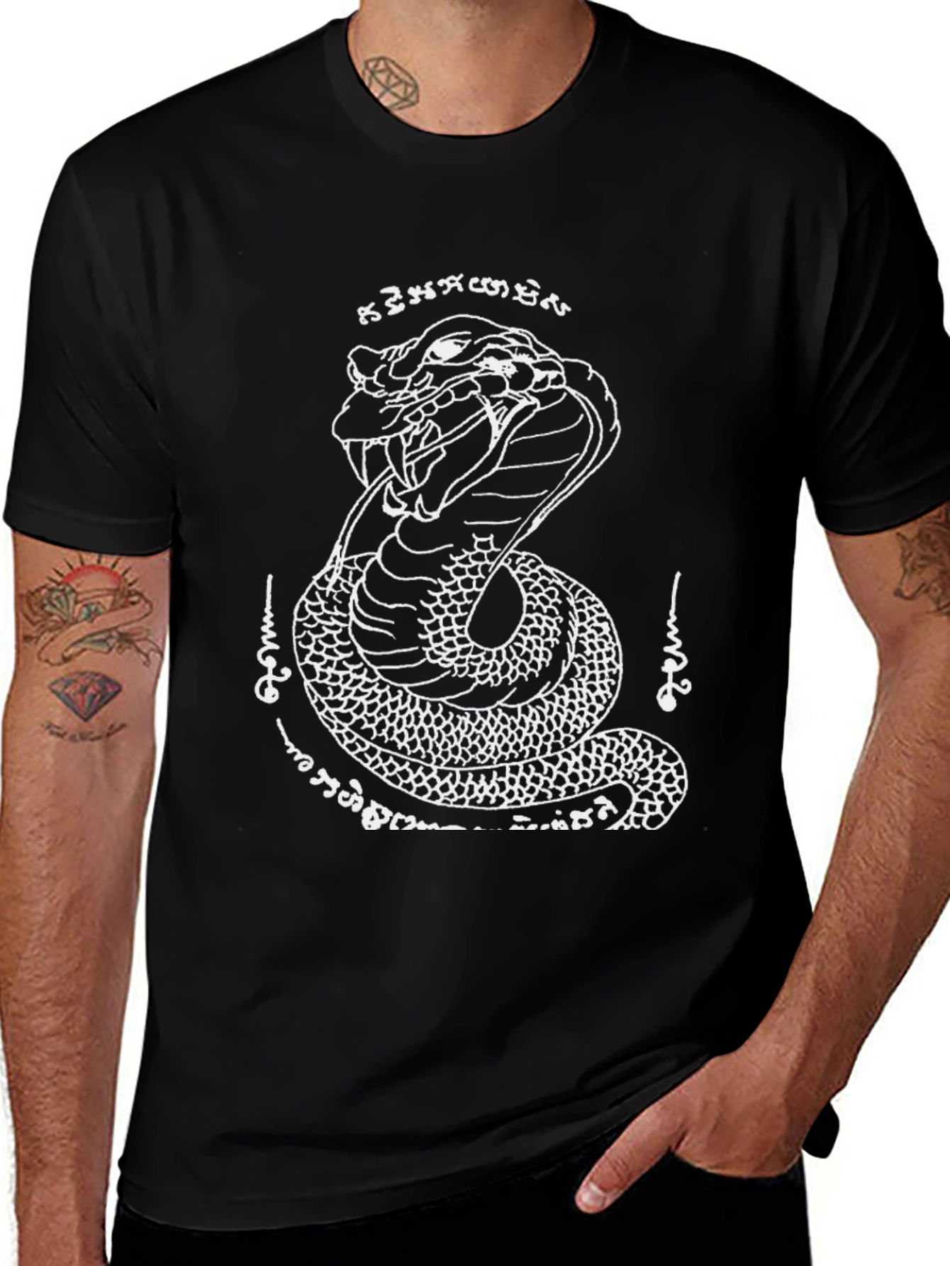 Cobra Snake Graphic Tee - Black Cotton T-Shirt