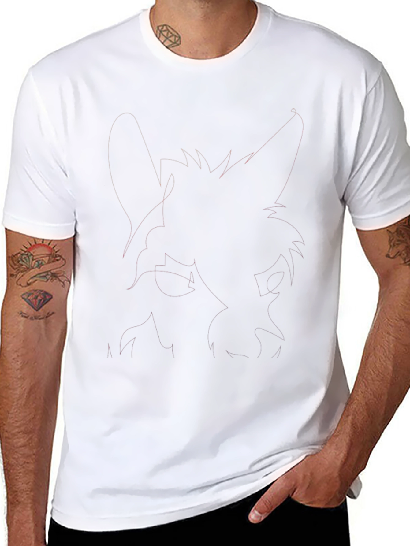 Mens Black Graphic Tee - Abstract Animal