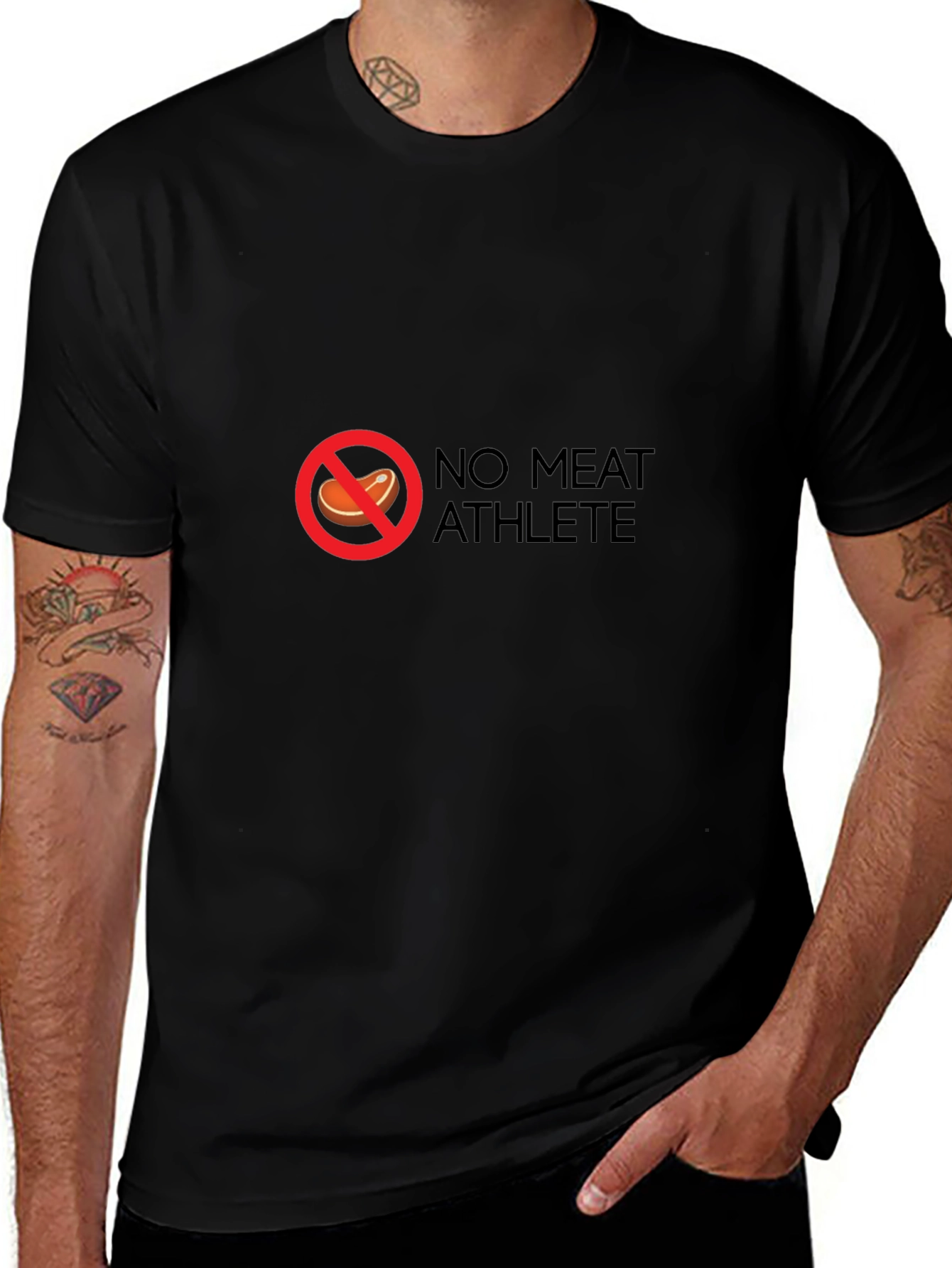 No Meat Athlete T-Shirt - Black Vegan Fitness Tee