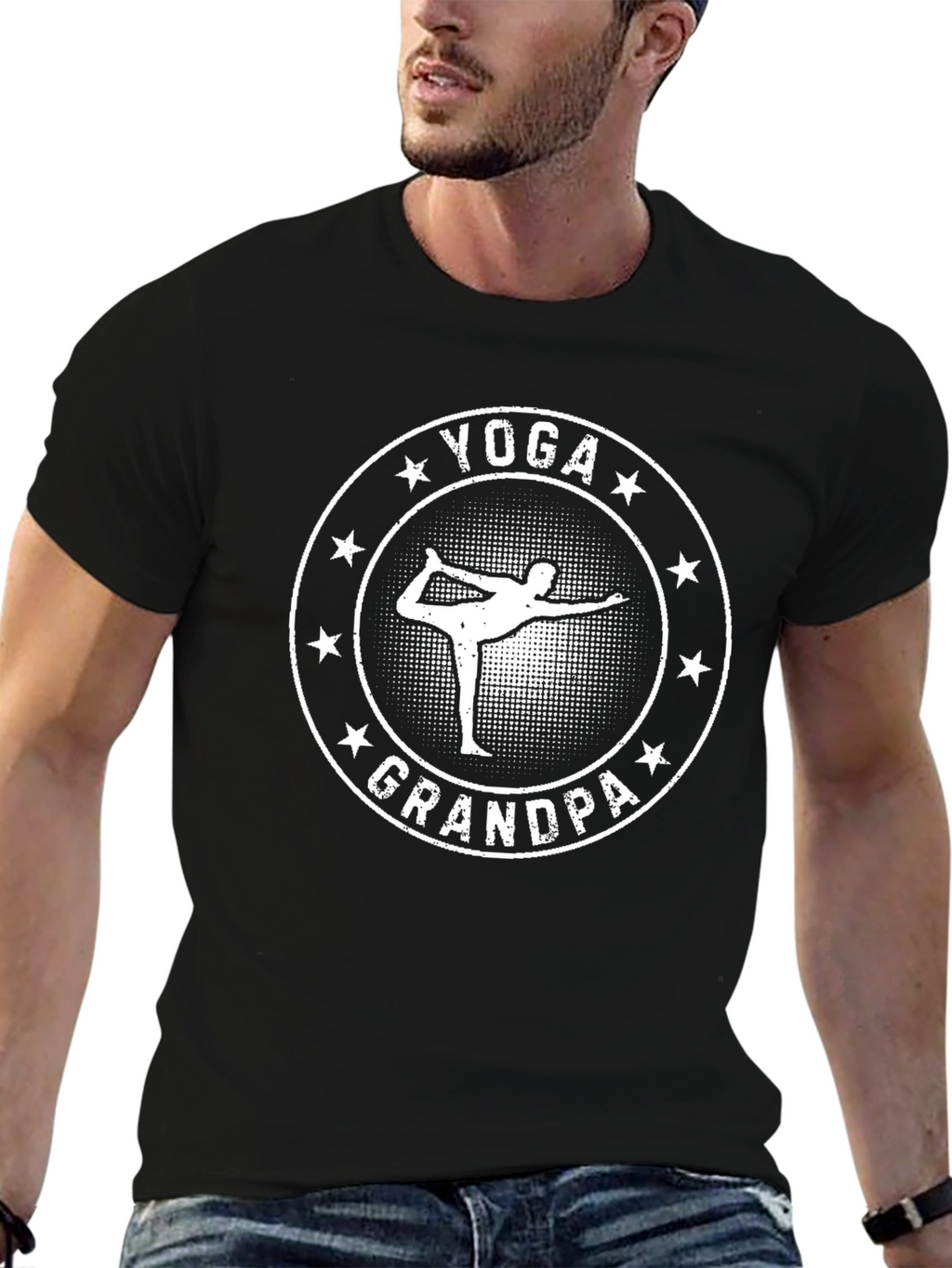 Yoga Grandpa Black T-Shirt
