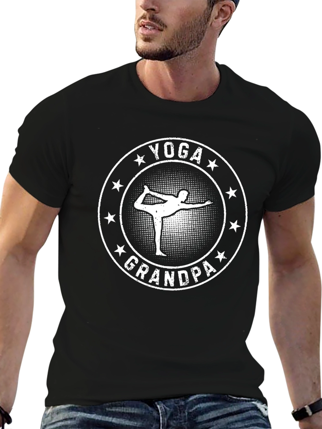 Yoga Grandpa Black T-Shirt