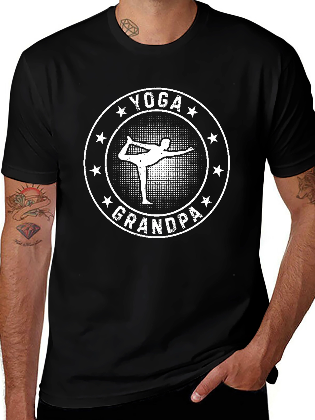 Yoga Grandpa Black T-Shirt