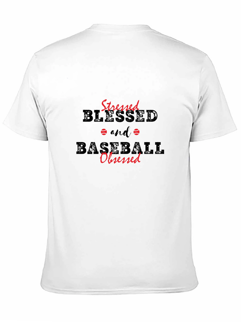 Stressed Blessed Baseball Obsessed Black T-Shirt