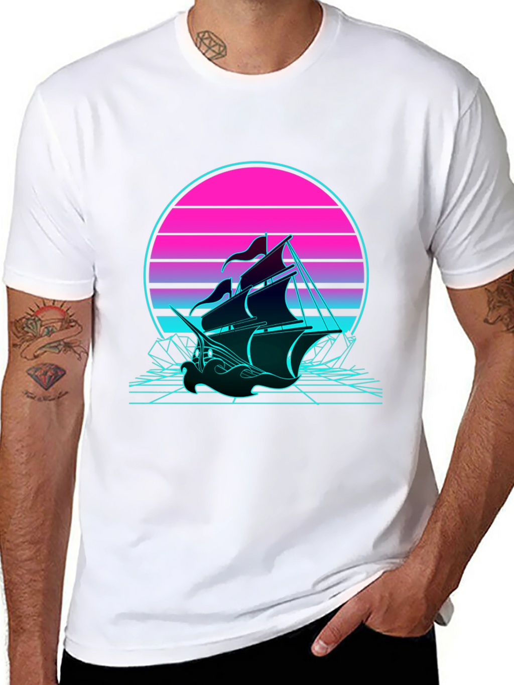Retro Wave Sailing Ship T-Shirt