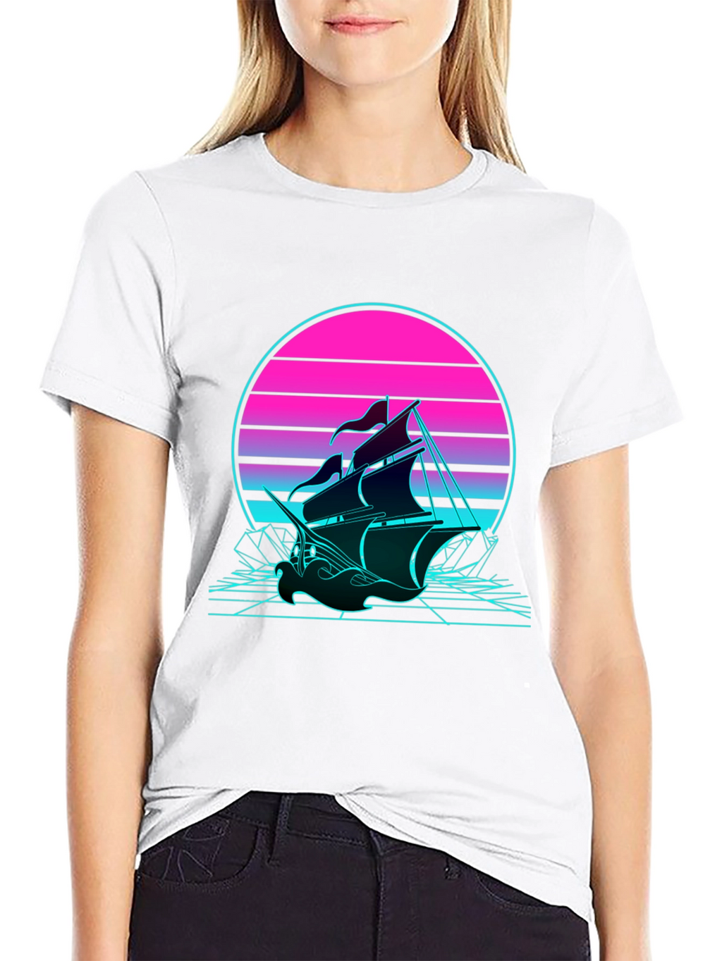 Retro Wave Sailing Ship T-Shirt